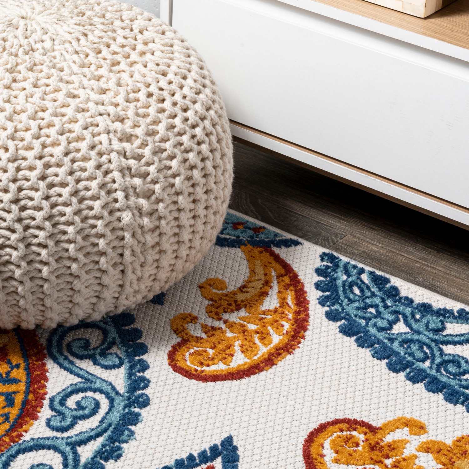 Tapis haut/bas à motif cachemire Julien pour l'intérieur et l'extérieur