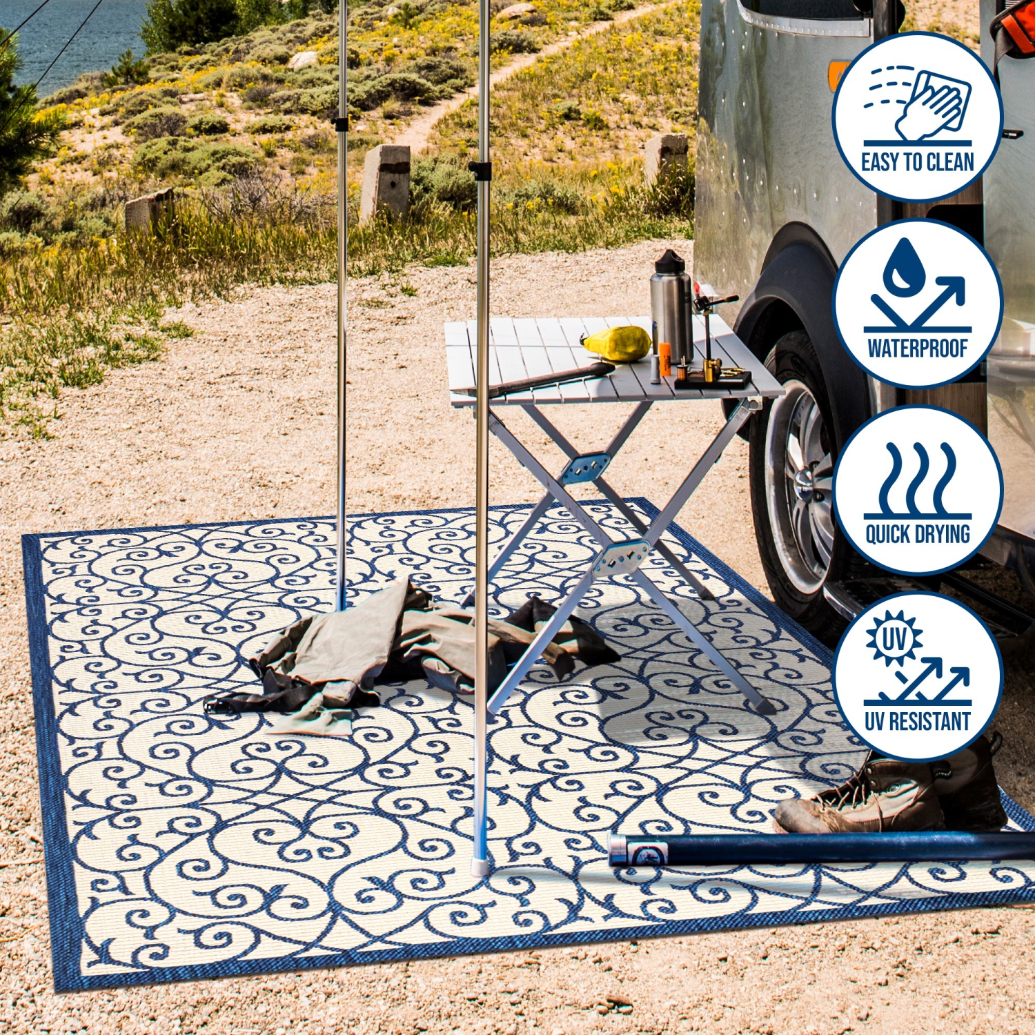 Madrid Vintage Filigree Textured Weave Indoor/Outdoor Area Rug