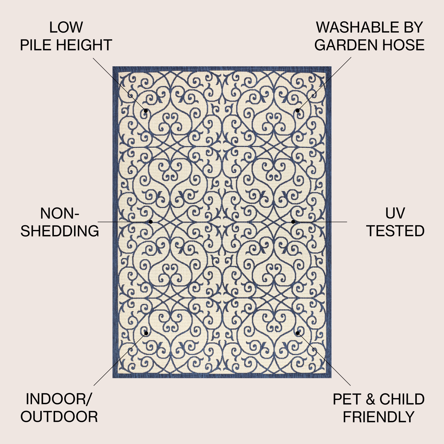 Madrid Vintage Filigree Textured Weave Indoor/Outdoor Area Rug