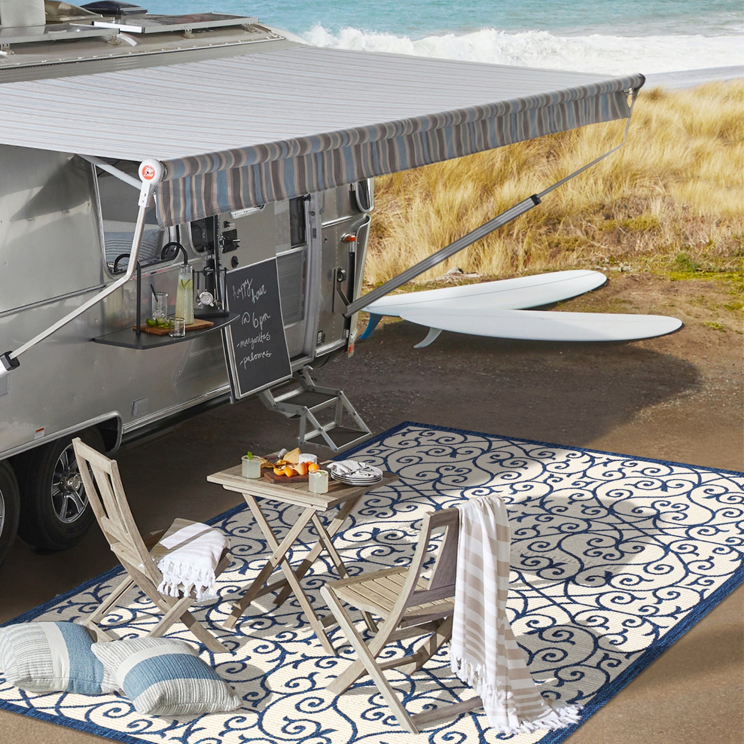 Madrid Vintage Filigree Textured Weave Indoor/Outdoor Area Rug