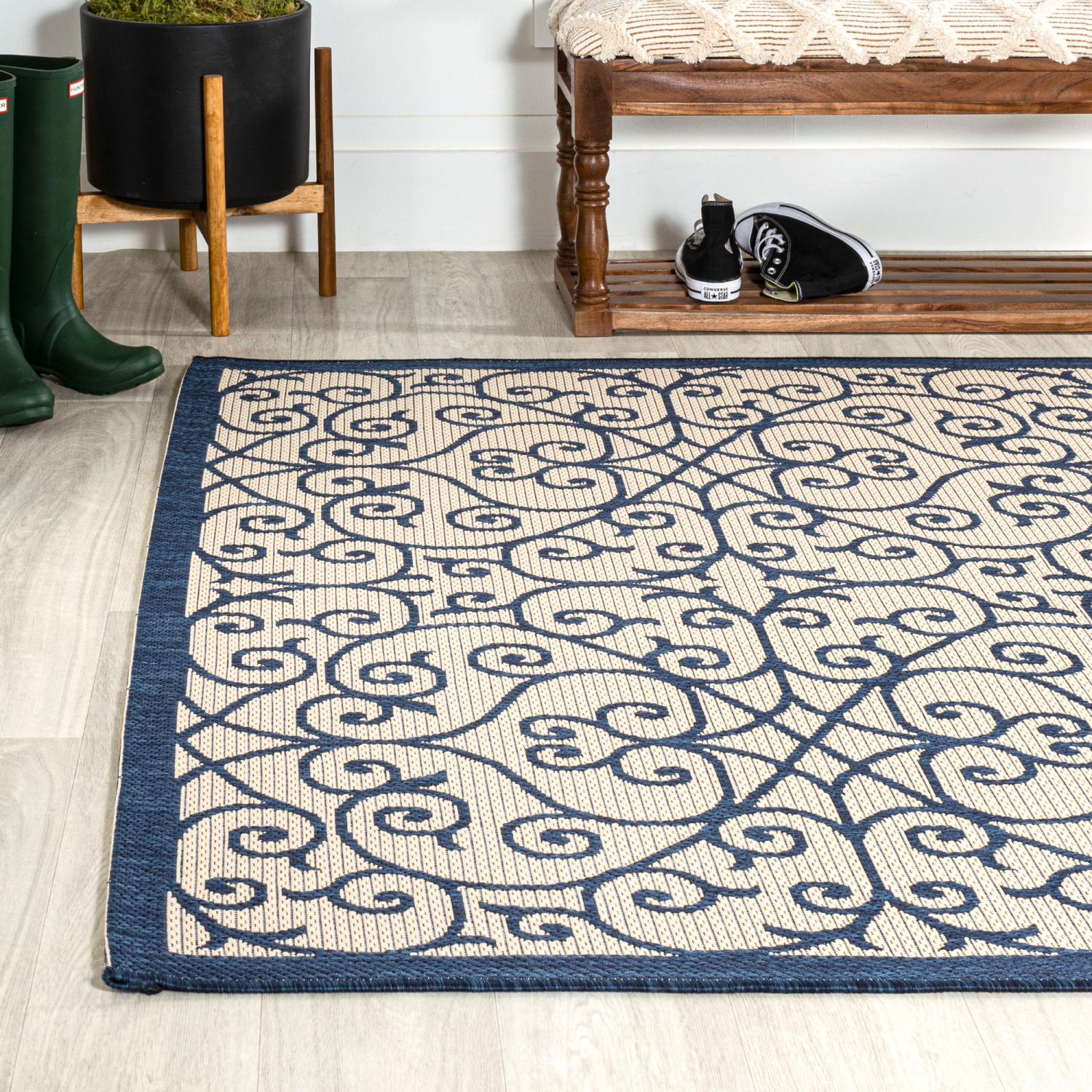 Madrid Vintage Filigree Textured Weave Indoor/Outdoor Area Rug