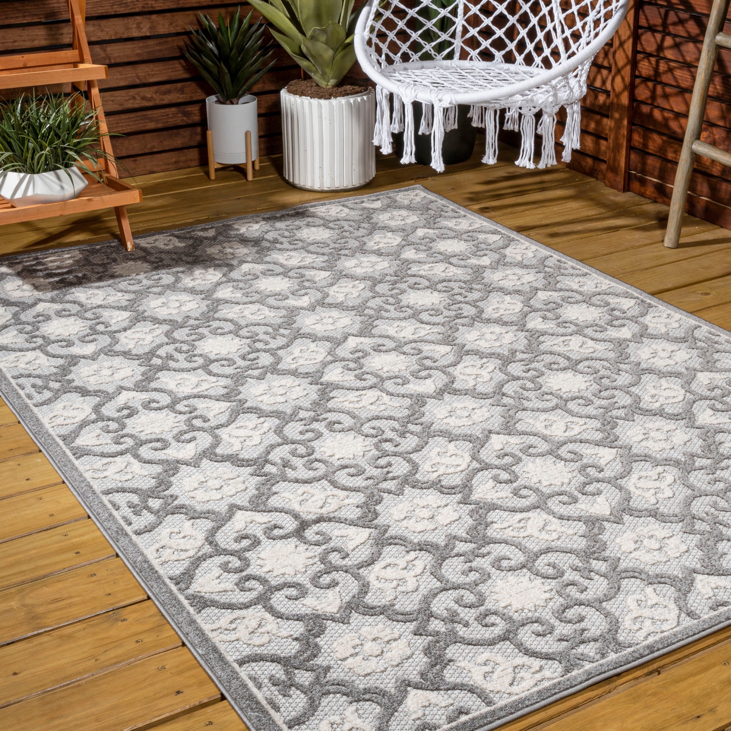 Gallia Tile Trellis High-Low Indoor/Outdoor Area Rug