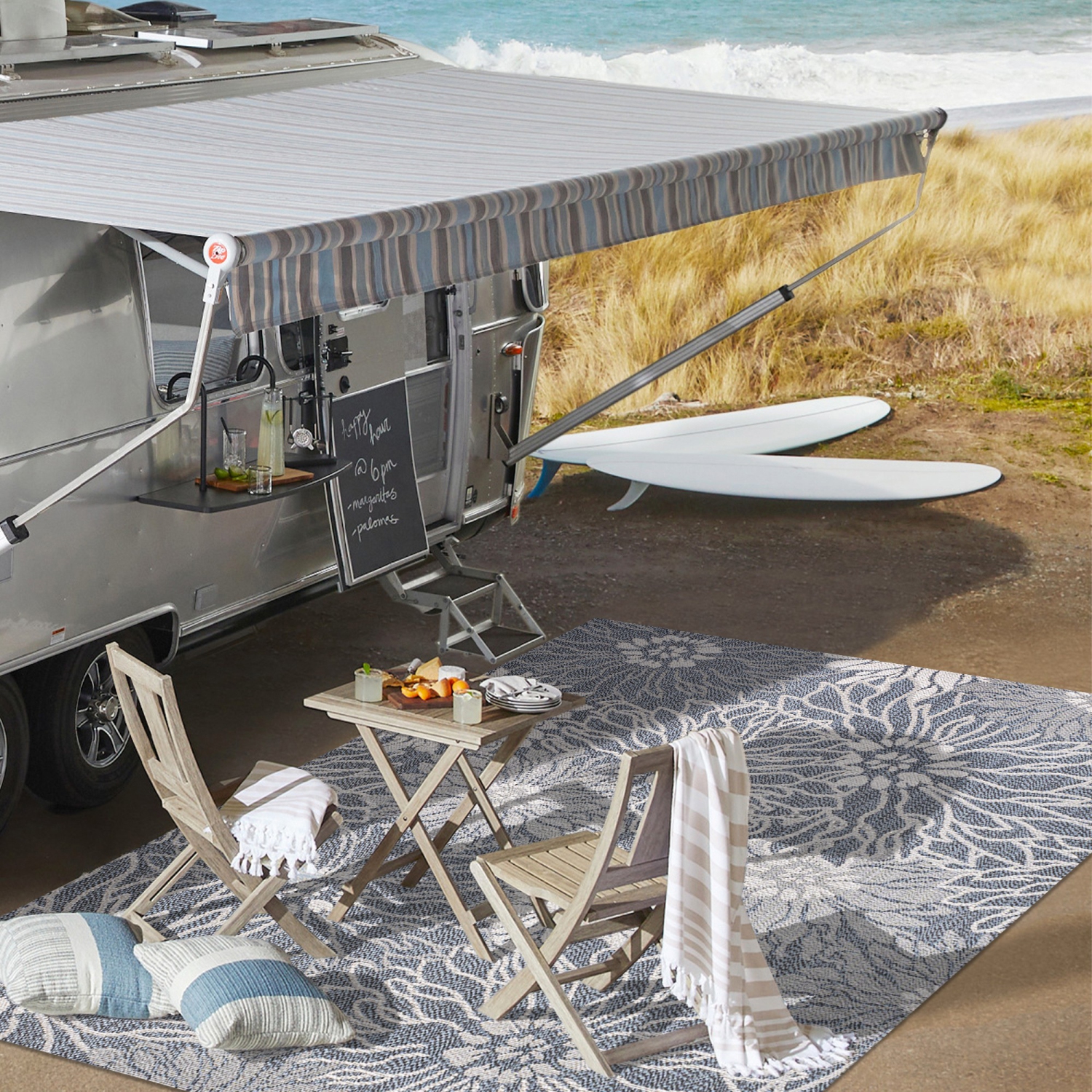 Tapis moderne Bahamas entièrement floral intérieur/extérieur