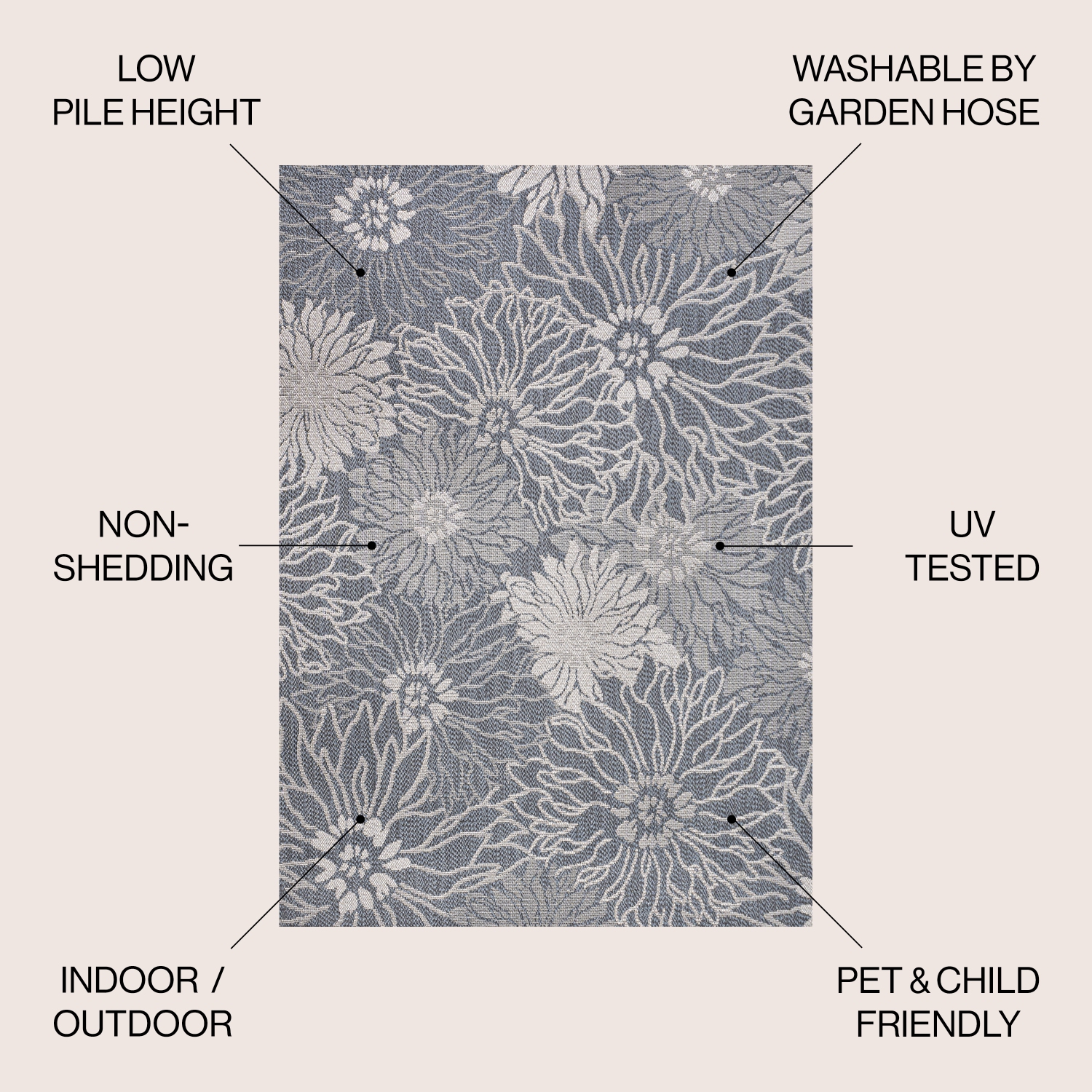 tapis moderne Bahamas entièrement floral intérieur/extérieur