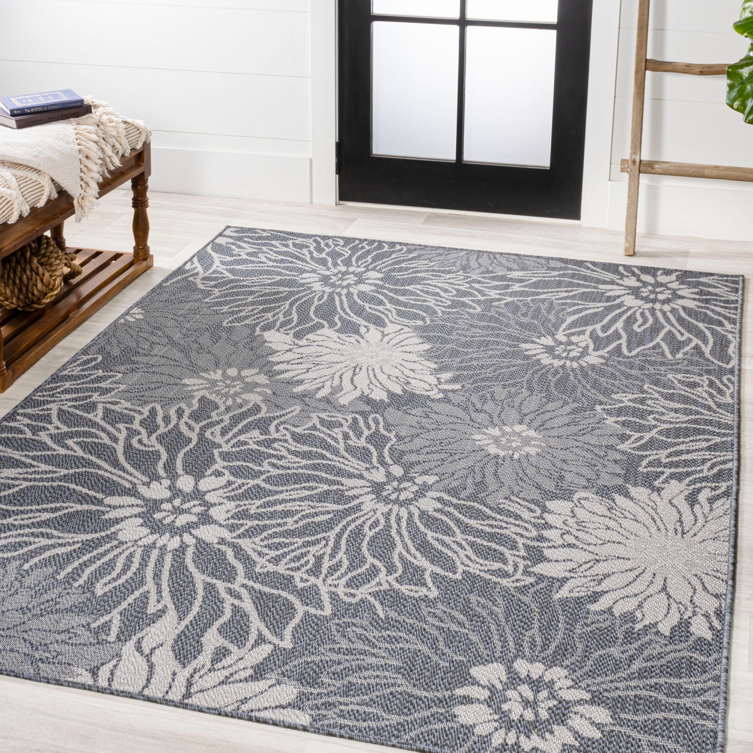 tapis moderne Bahamas entièrement floral intérieur/extérieur