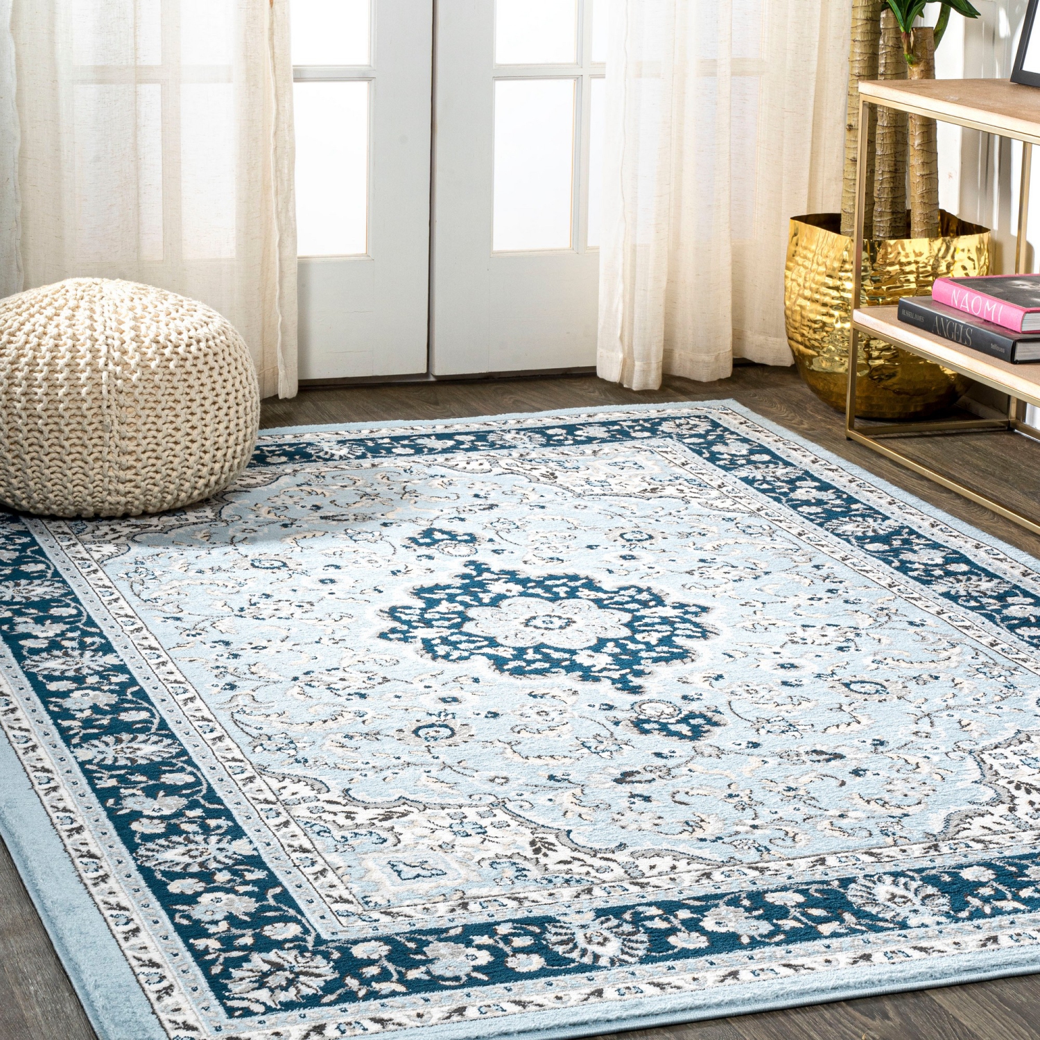 Tapis moderne à motif floral persan Palmette
