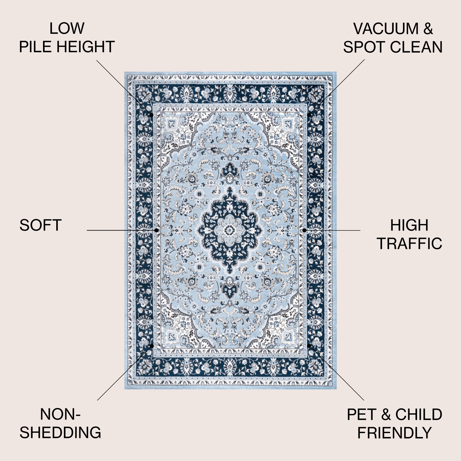 Tapis moderne à motif floral persan Palmette