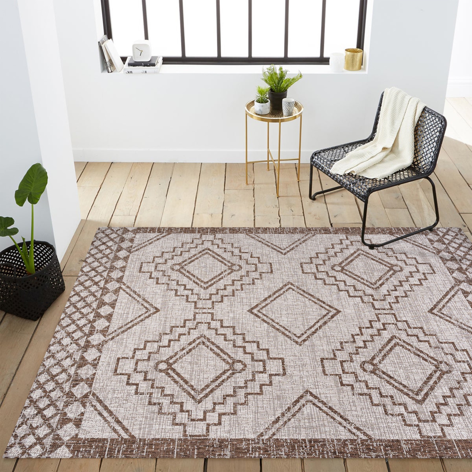 Marokko Diamond Tribal Medallion Indoor/Outdoor Area Rug