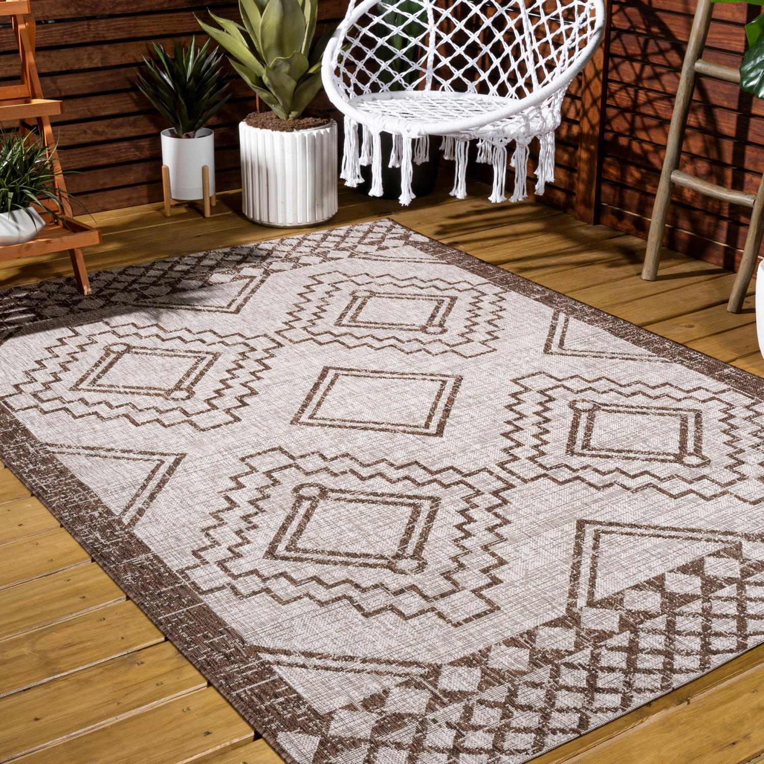 Marokko Diamond Tribal Medallion Indoor/Outdoor Area Rug