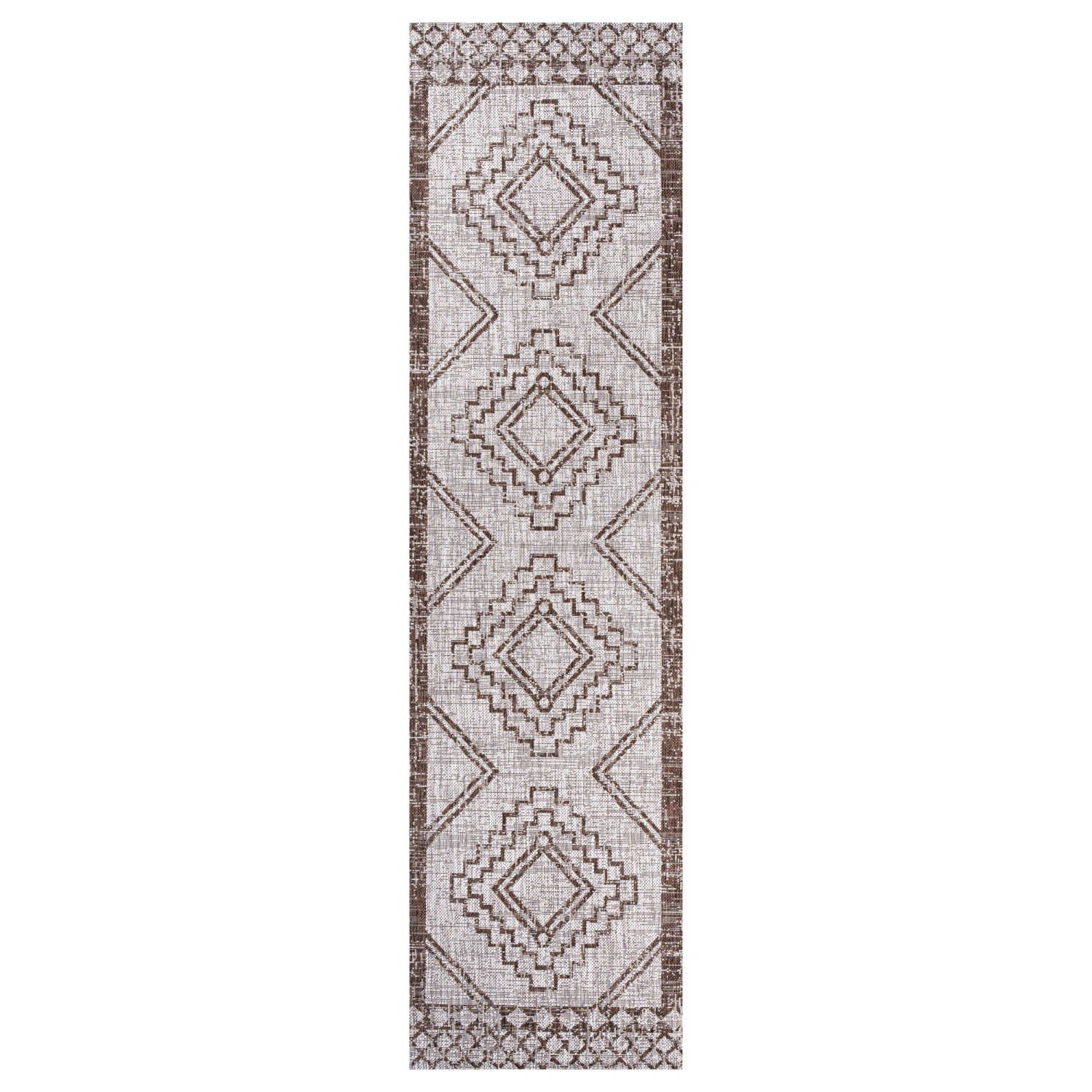 Tapis d'intérieur/d'extérieur à motif de médaillon tribal en diamant de Marokko