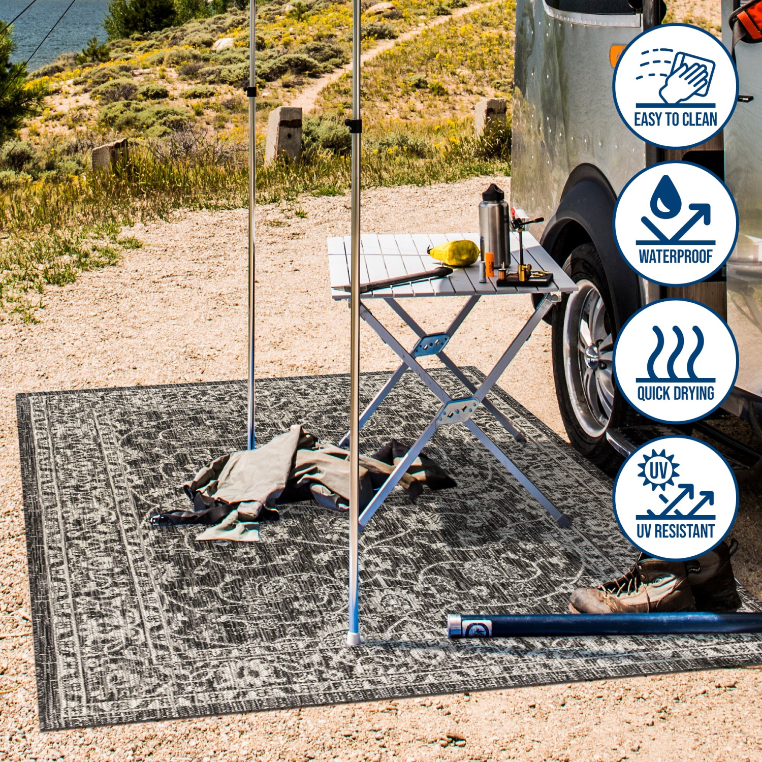 Palazzo Vine and Border Textured Weave Indoor/Outdoor Area Rug