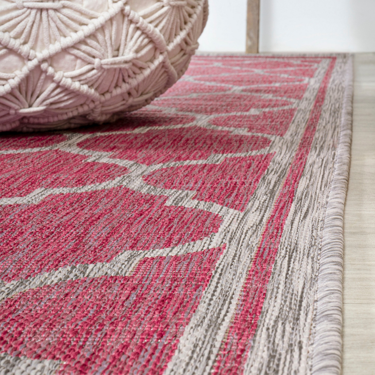 Tapis d'intérieur/d'extérieur Trebol Moroccan Trellis Textured Weave