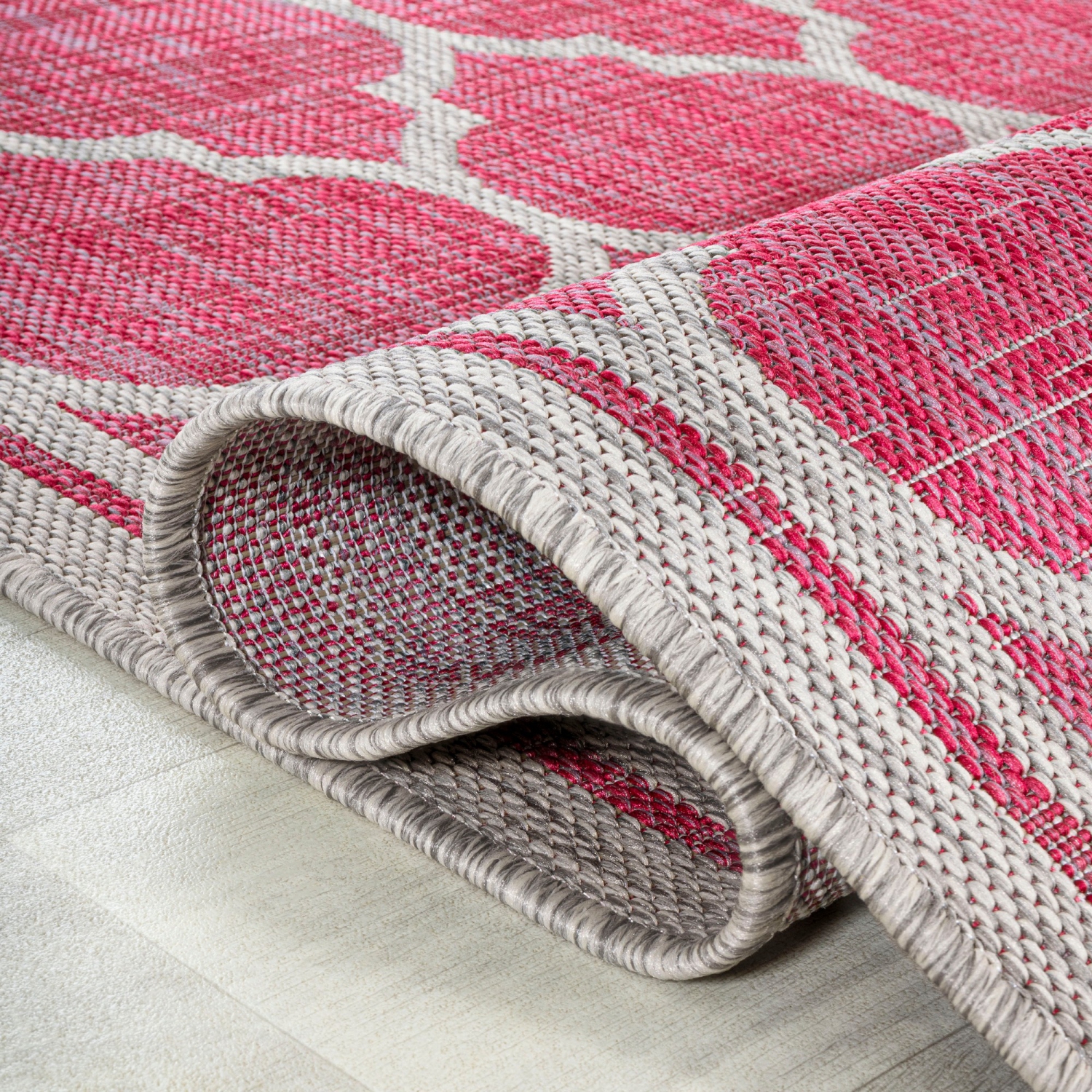 Tapis d'intérieur/d'extérieur Trebol Moroccan Trellis Textured Weave