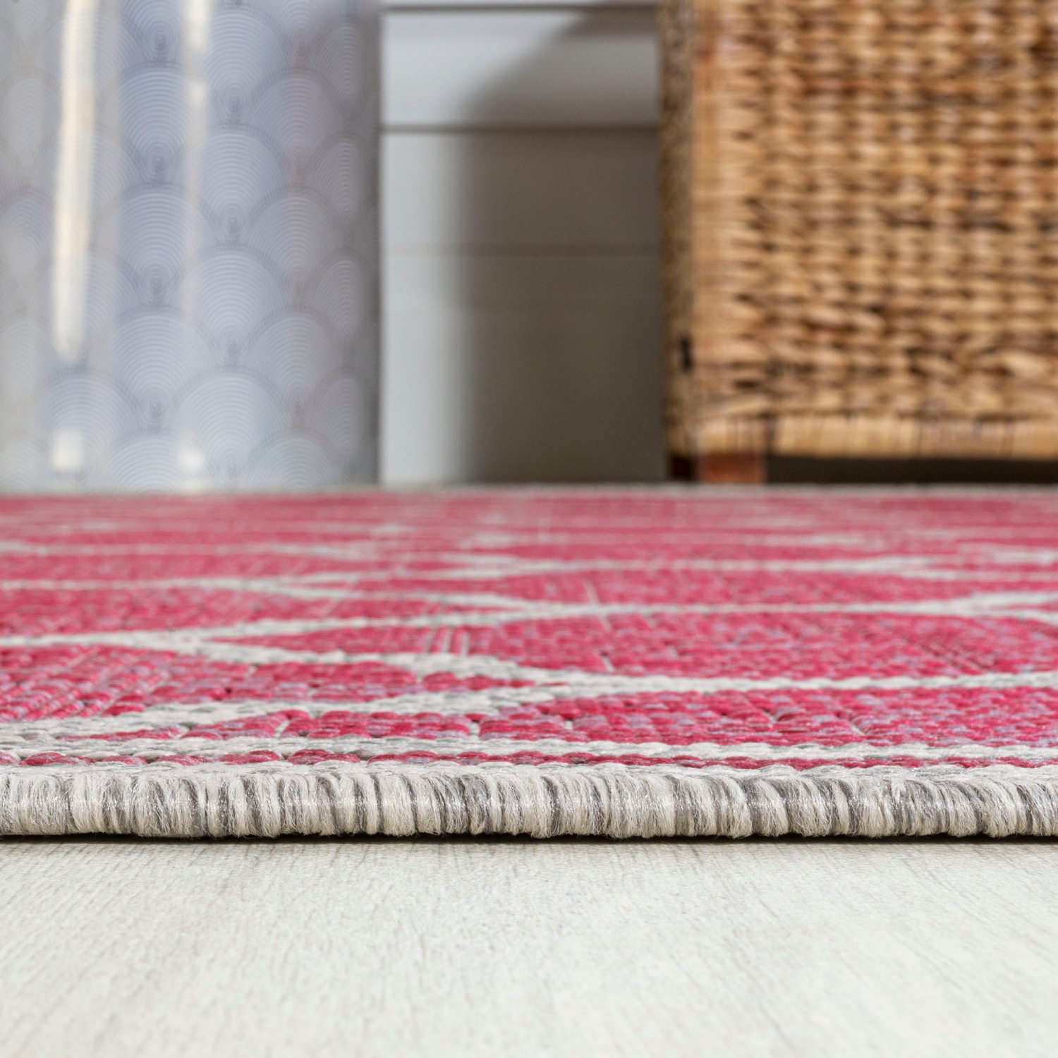 Tapis d'intérieur/d'extérieur Trebol Moroccan Trellis Textured Weave