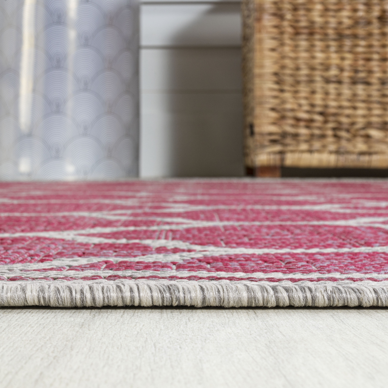 Tapis d'intérieur/d'extérieur Trebol Moroccan Trellis Textured Weave