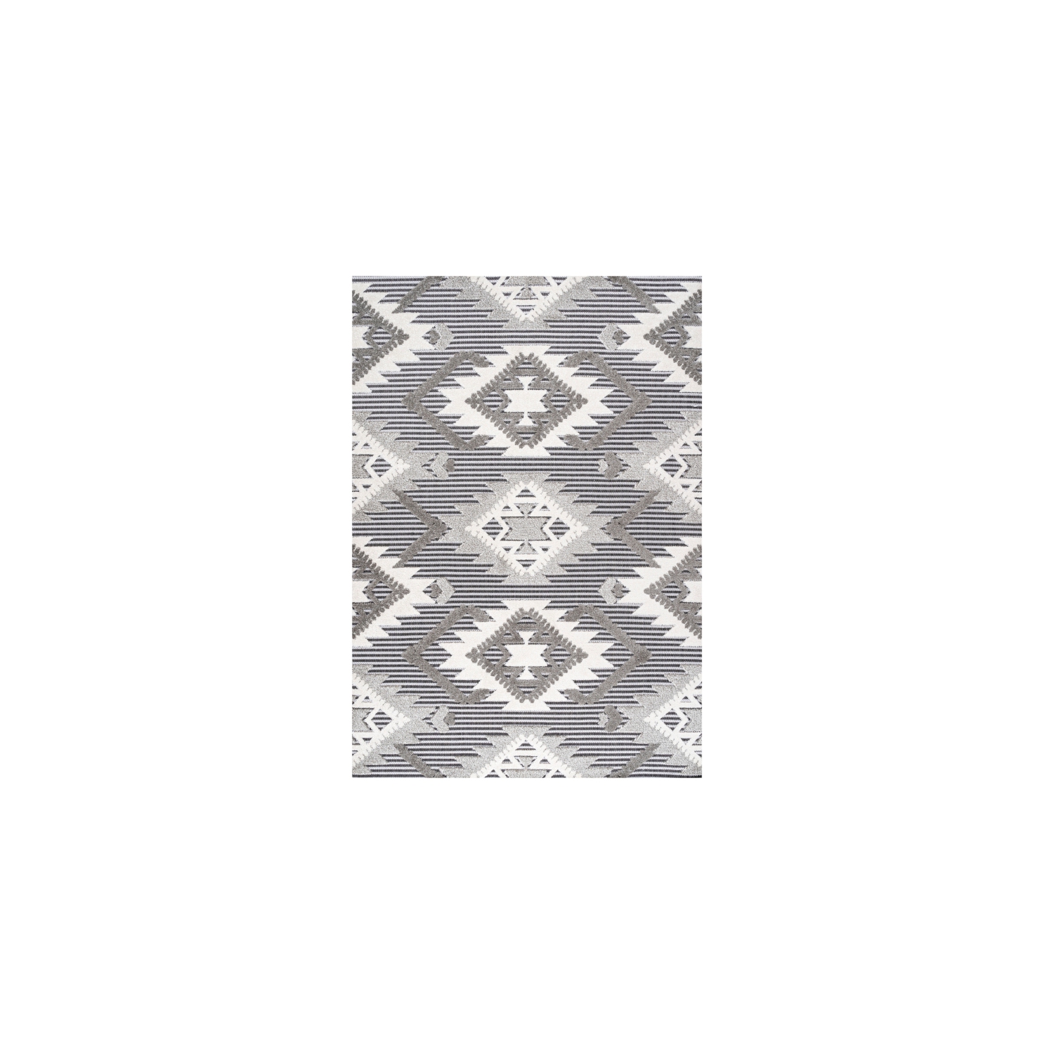 Tapis Sumak à motif de velours neutre et haut et bas, motif de losanges