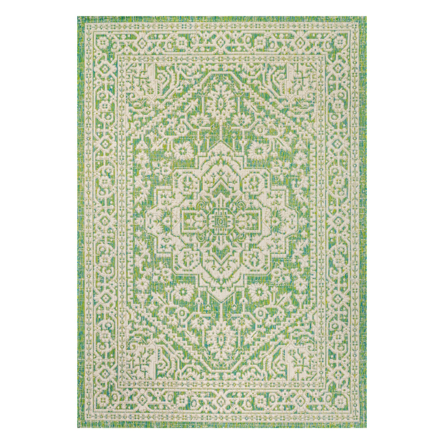 Sinjuri Medallion Textured Weave Indoor/Outdoor Area Rug