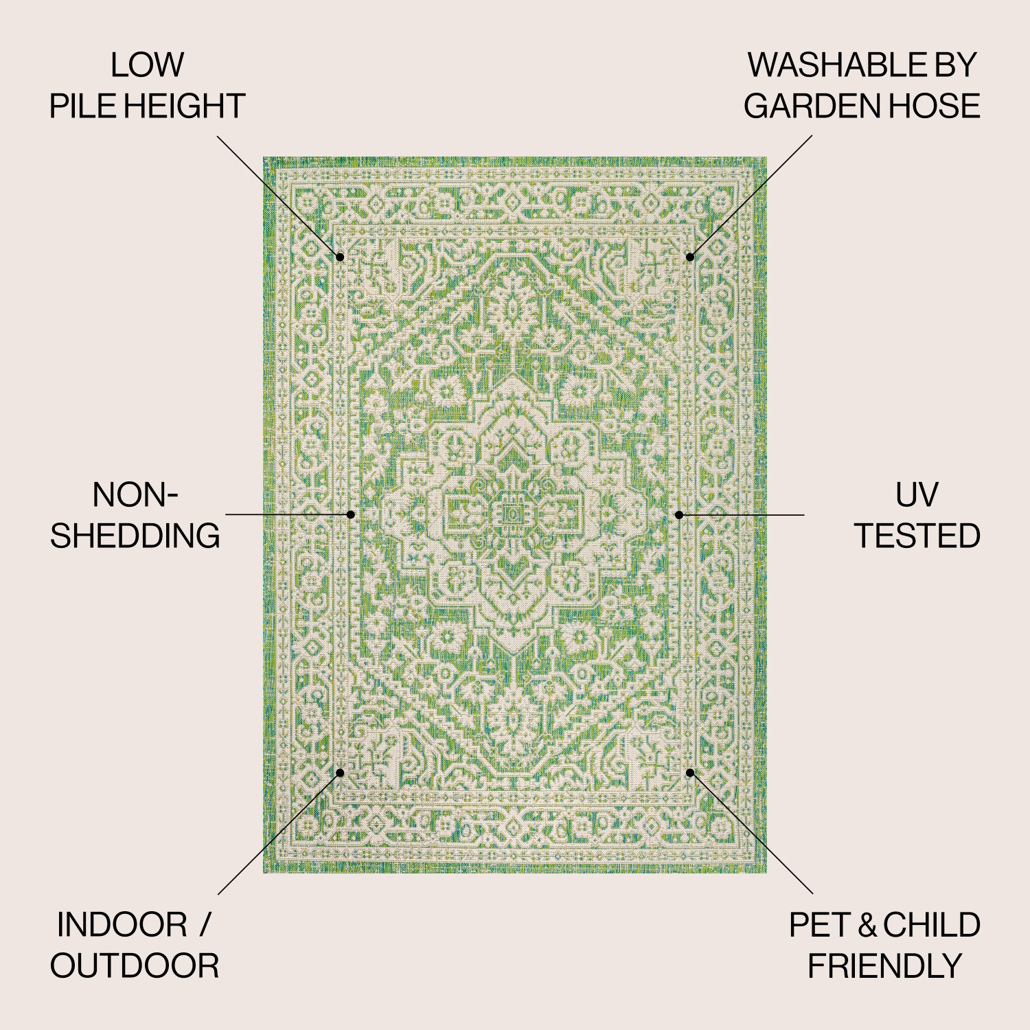 Sinjuri Medallion Textured Weave Indoor/Outdoor Area Rug