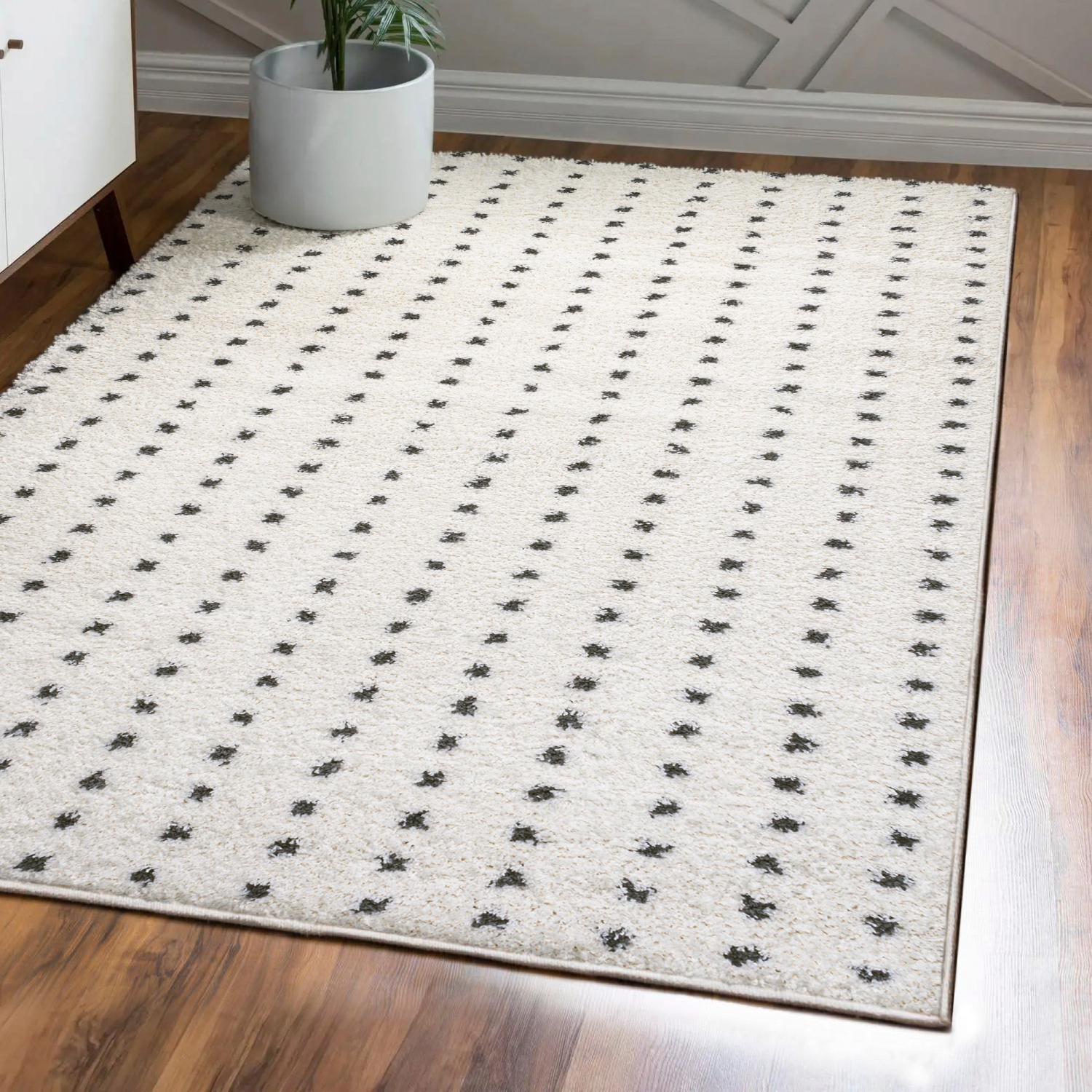 Pele Modern Geometric Dot Shag Area Rug