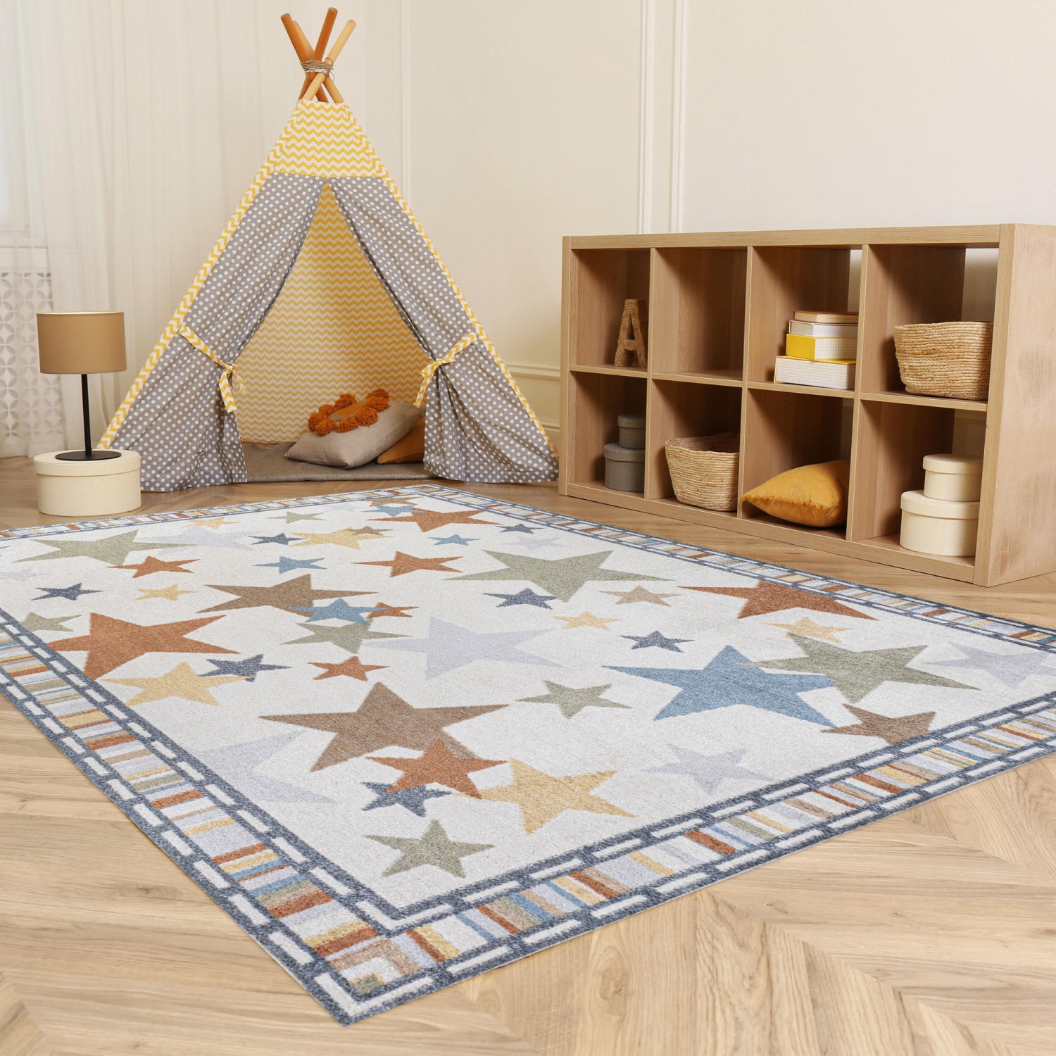 Star Gazer Geometric Machine Washable Area Rug