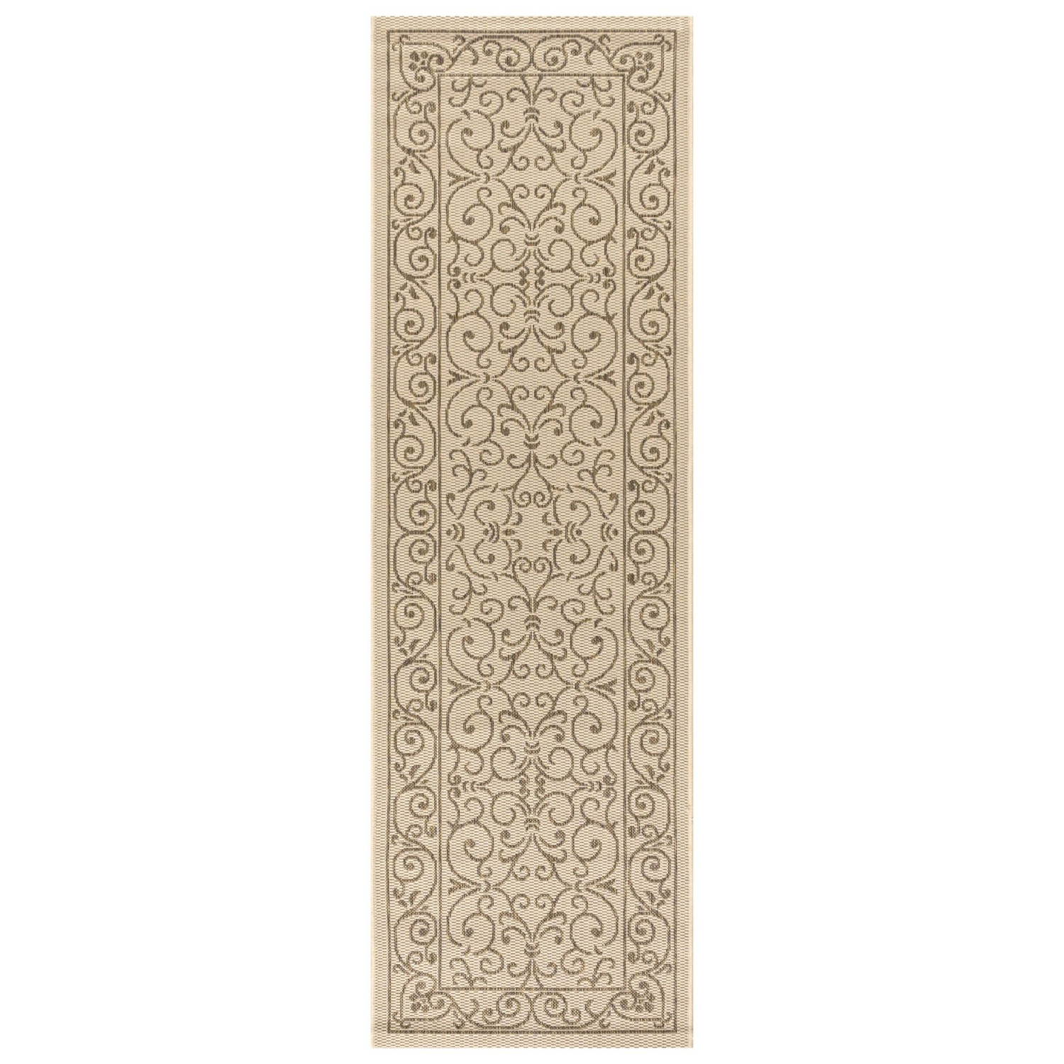 Tapis de corridor intérieur/extérieur à motif de filigrane style rétro Charleston