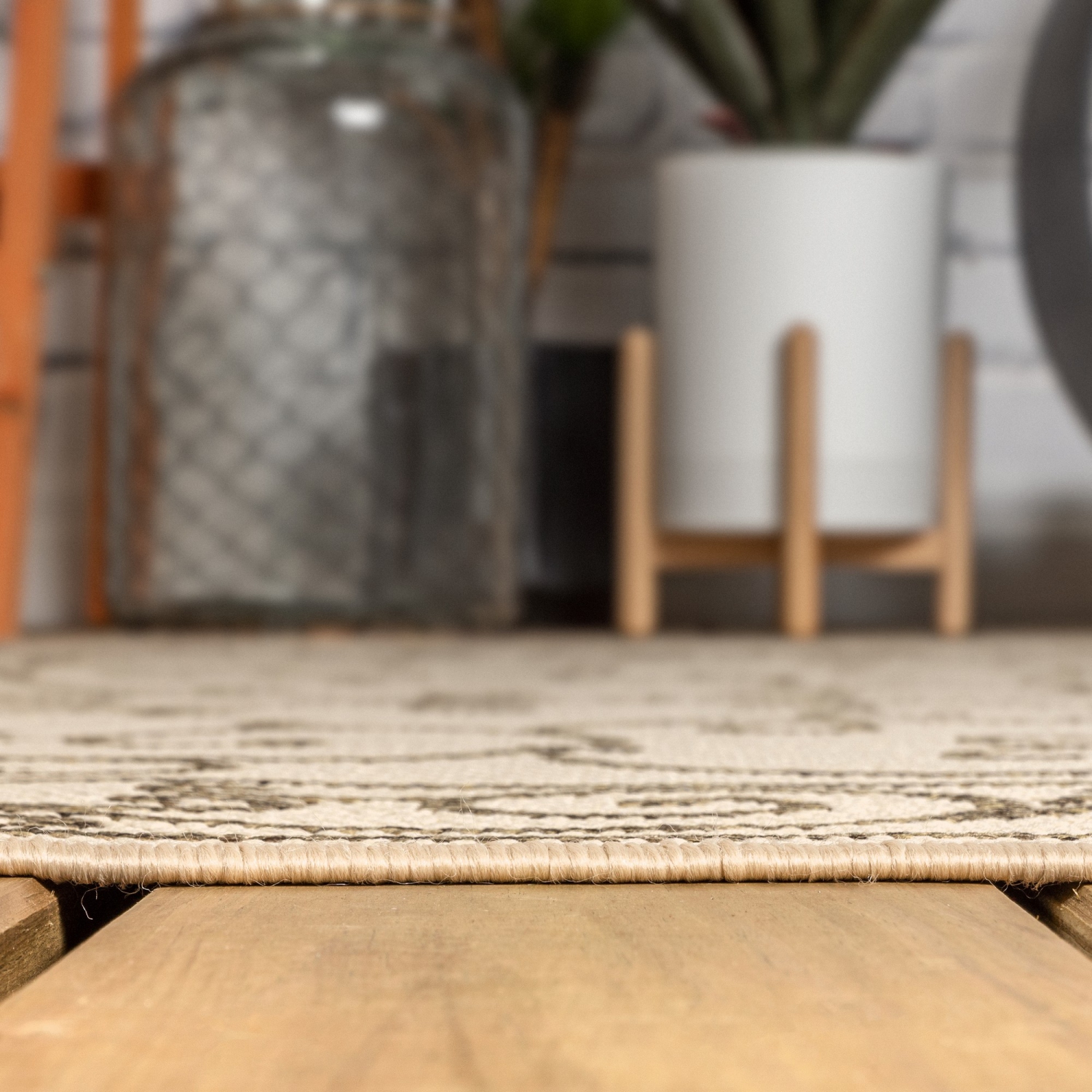 Tapis de corridor intérieur/extérieur à motif de filigrane style rétro Charleston