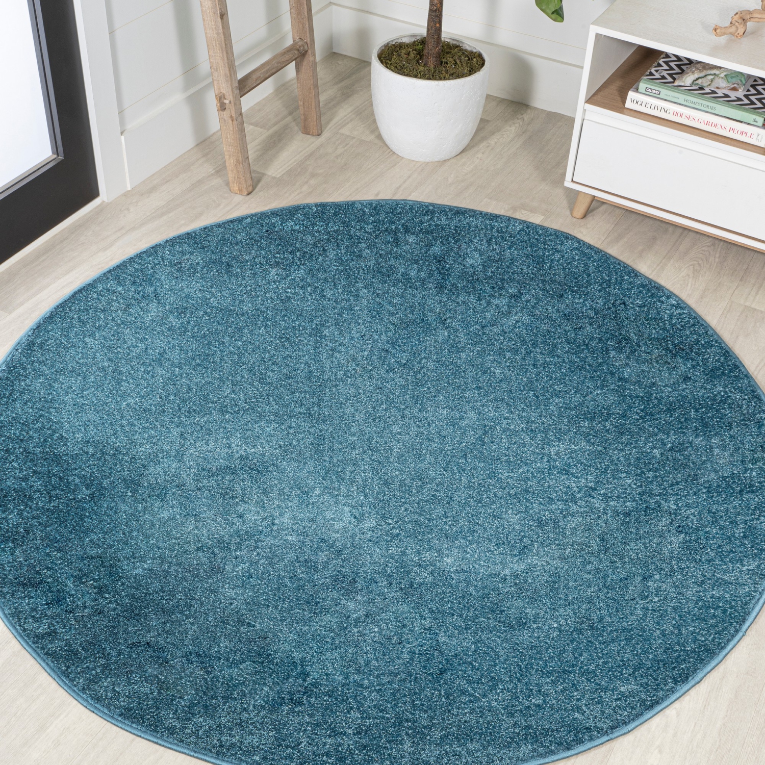 Haze Solid Low Pile Area Rug Turquoise