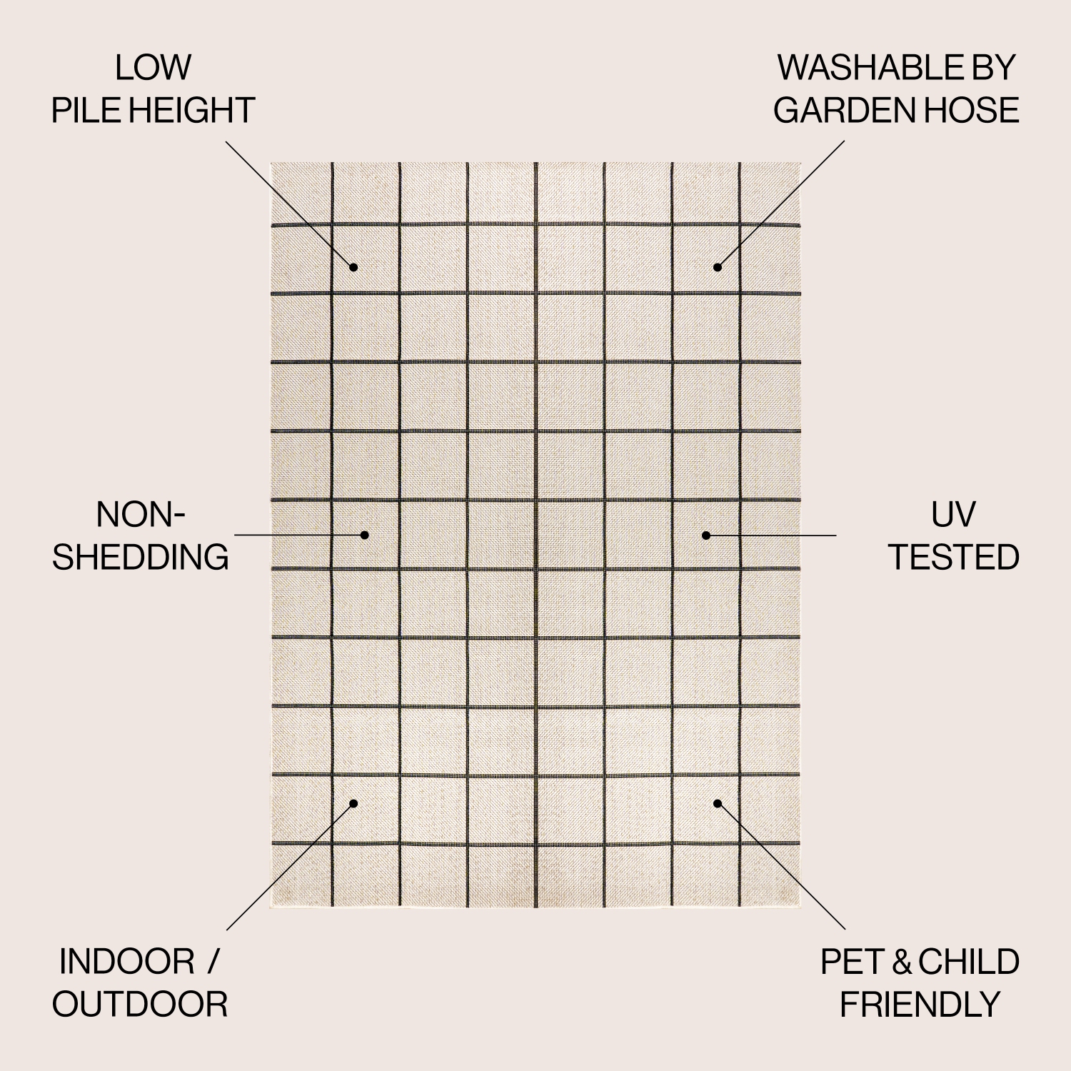 Grid Modern Squares Indoor/Outdoor Area Rug