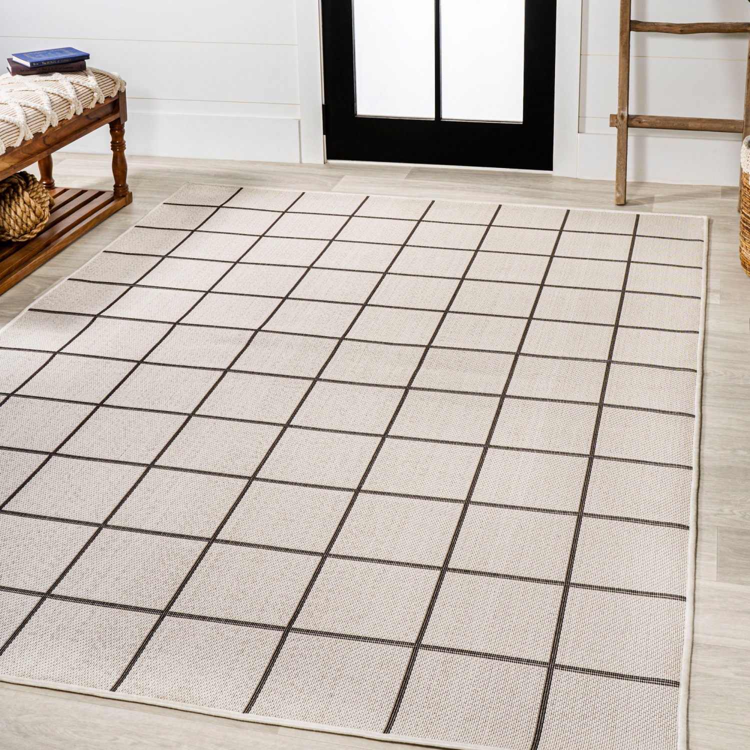 Grid Modern Squares Indoor/Outdoor Area Rug