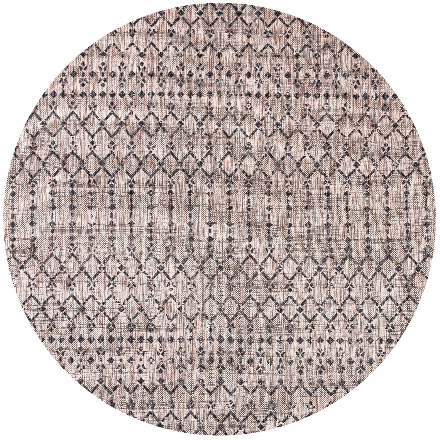Ourika Moroccan Geometric Textured Weave Indoor/Outdoor Round Rug