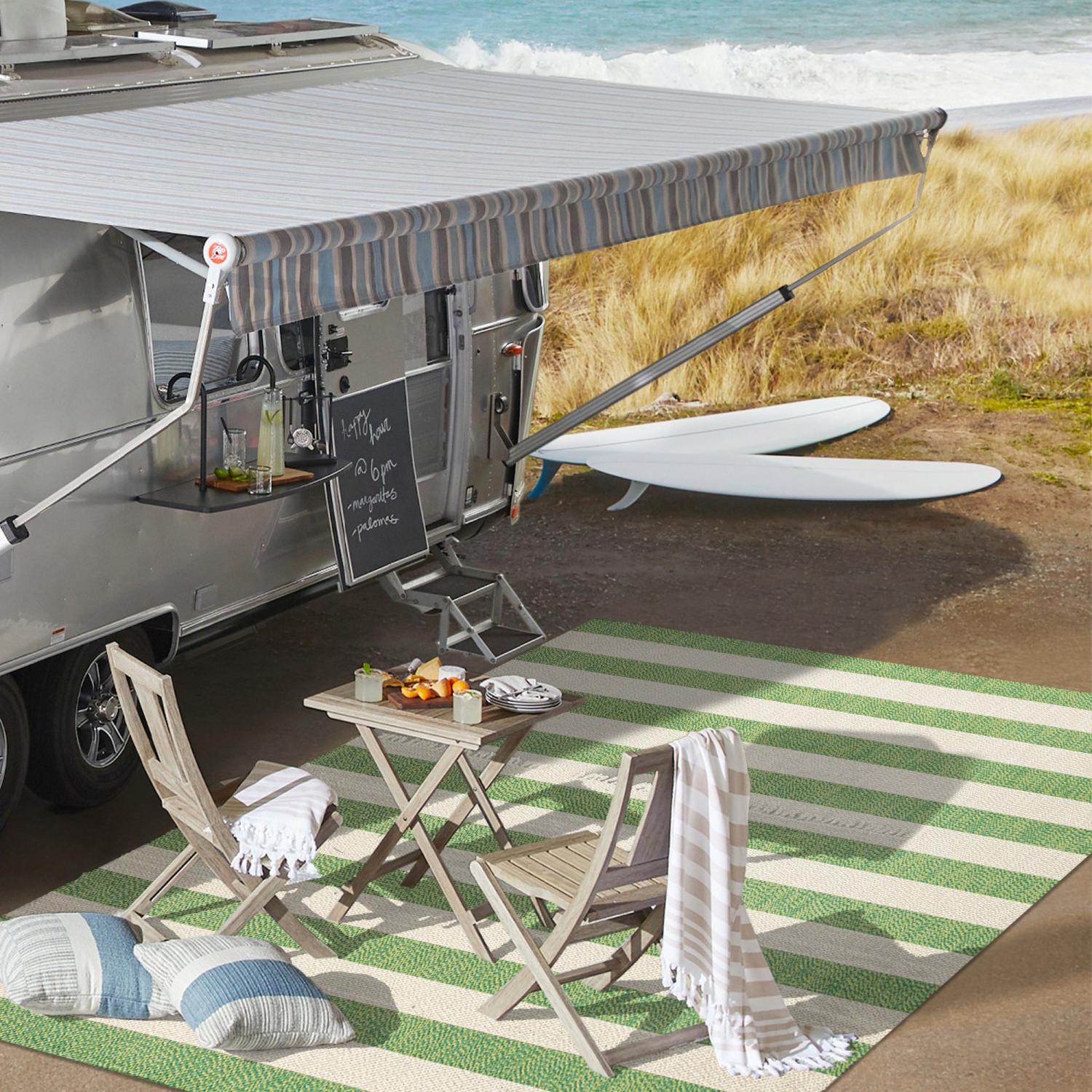 Tapis d'intérieur/d'extérieur à rayures larges deux tons Negril