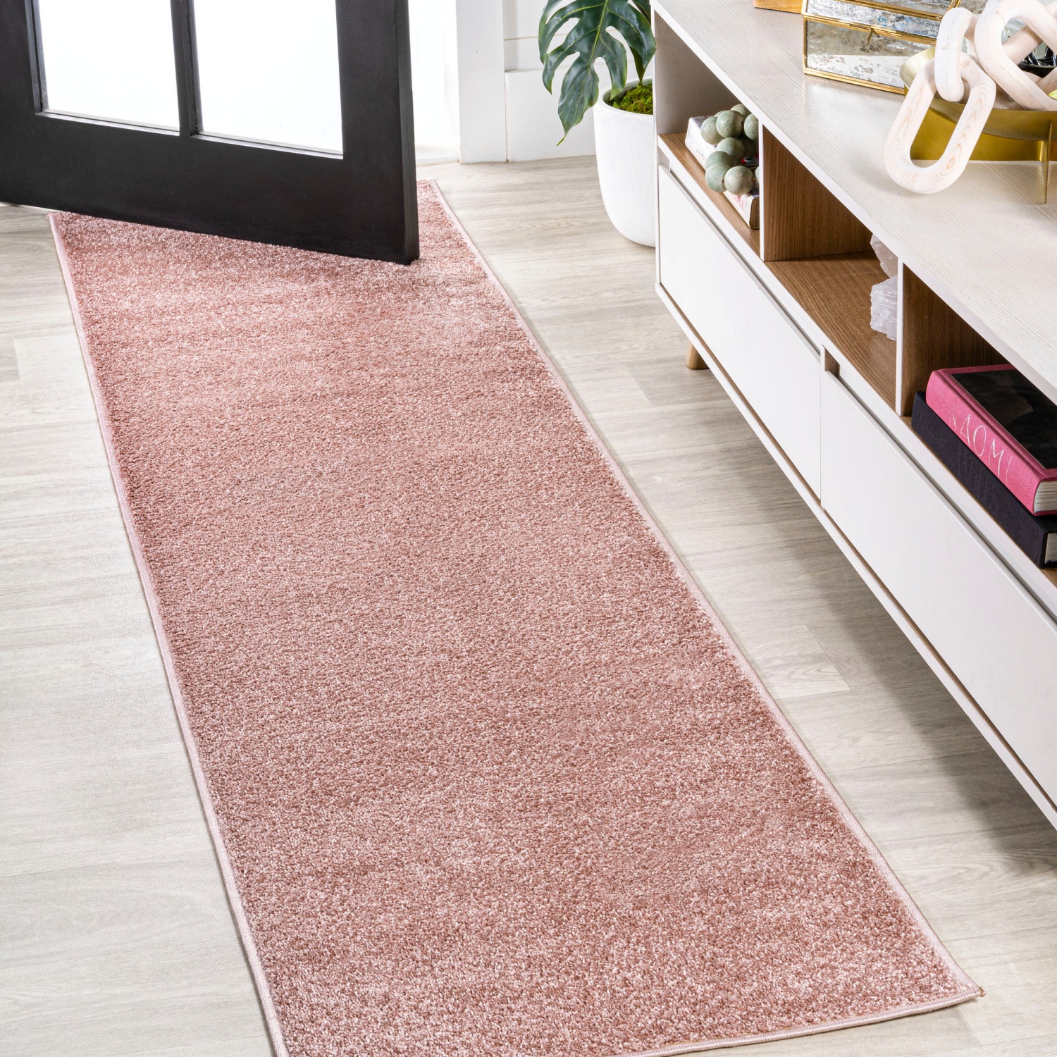 Haze Solid Low Pile Area Rug Pink