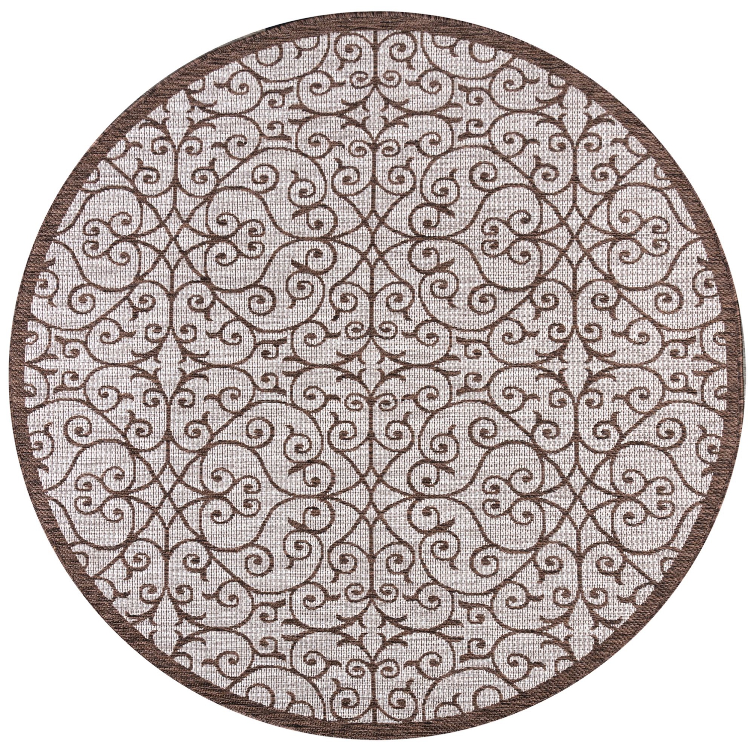 Madrid Vintage Filigree Textured Weave Indoor/Outdoor Round Rug