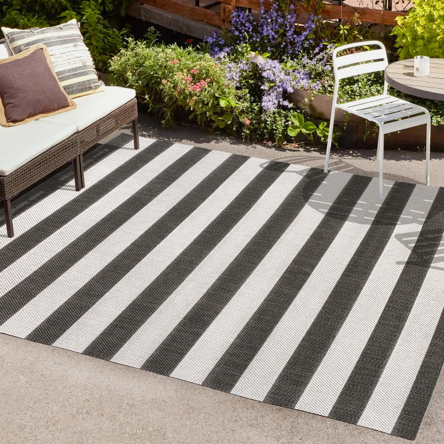 Negril Two Tone Wide Stripe Indoor/Outdoor Area Rug