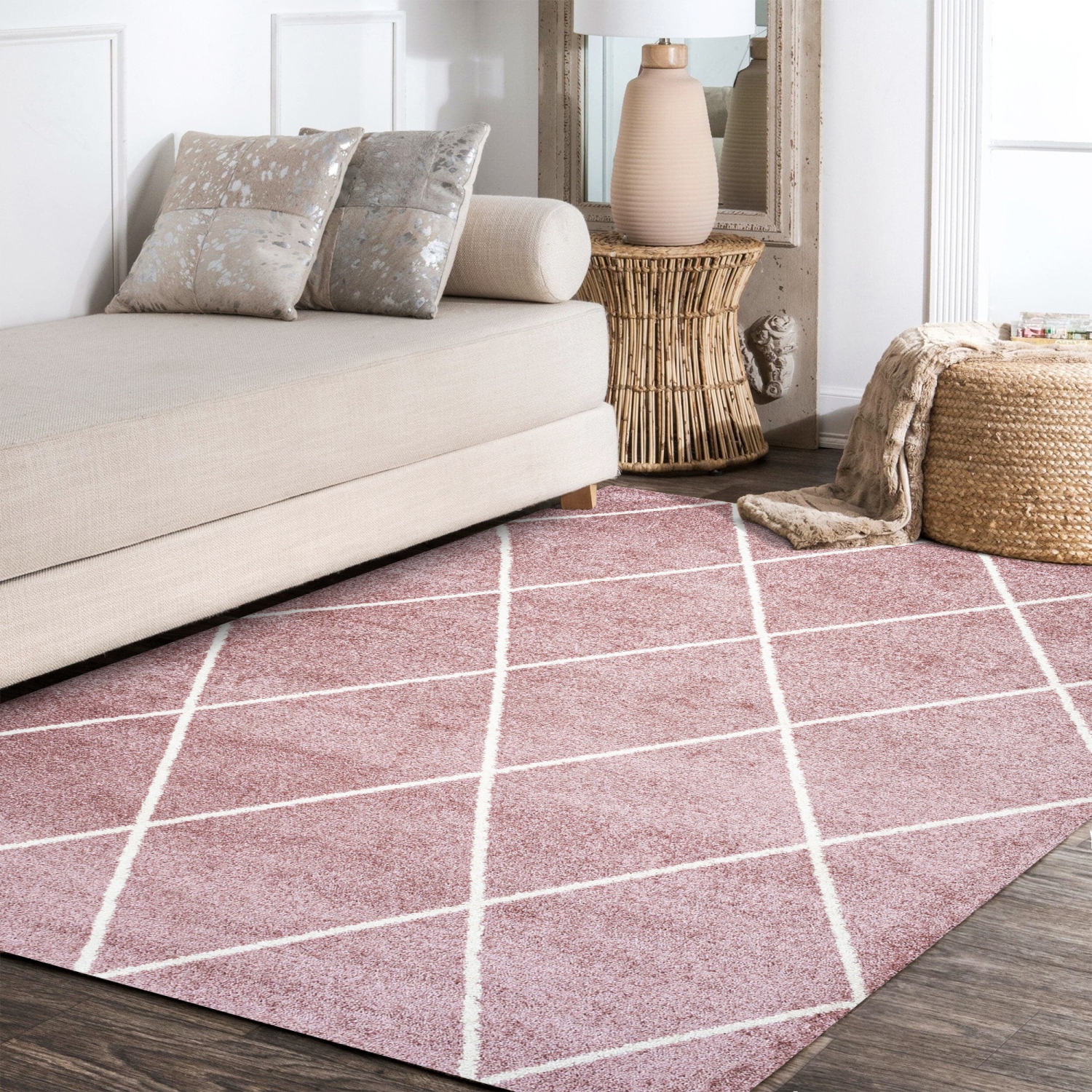 Cole Minimalist Diamond Trellis Area Rug