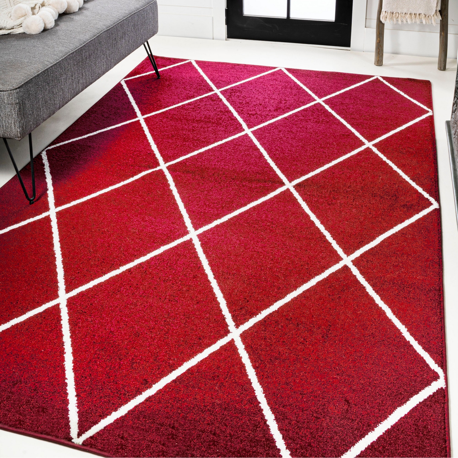 Tapis avec treillis à losanges de Cole Minimalist