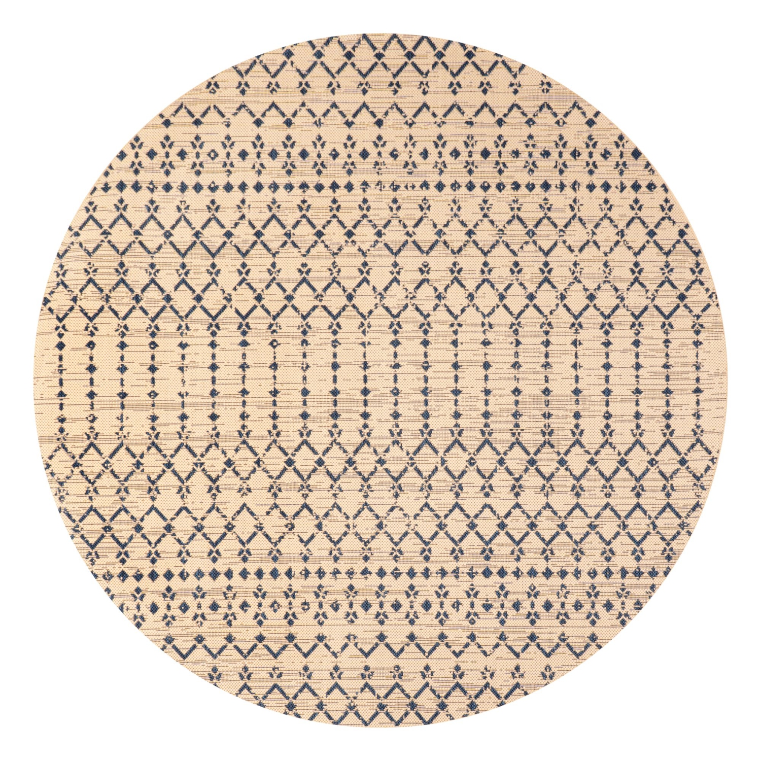 Ourika Moroccan Geometric Textured Weave Indoor/Outdoor Round Rug