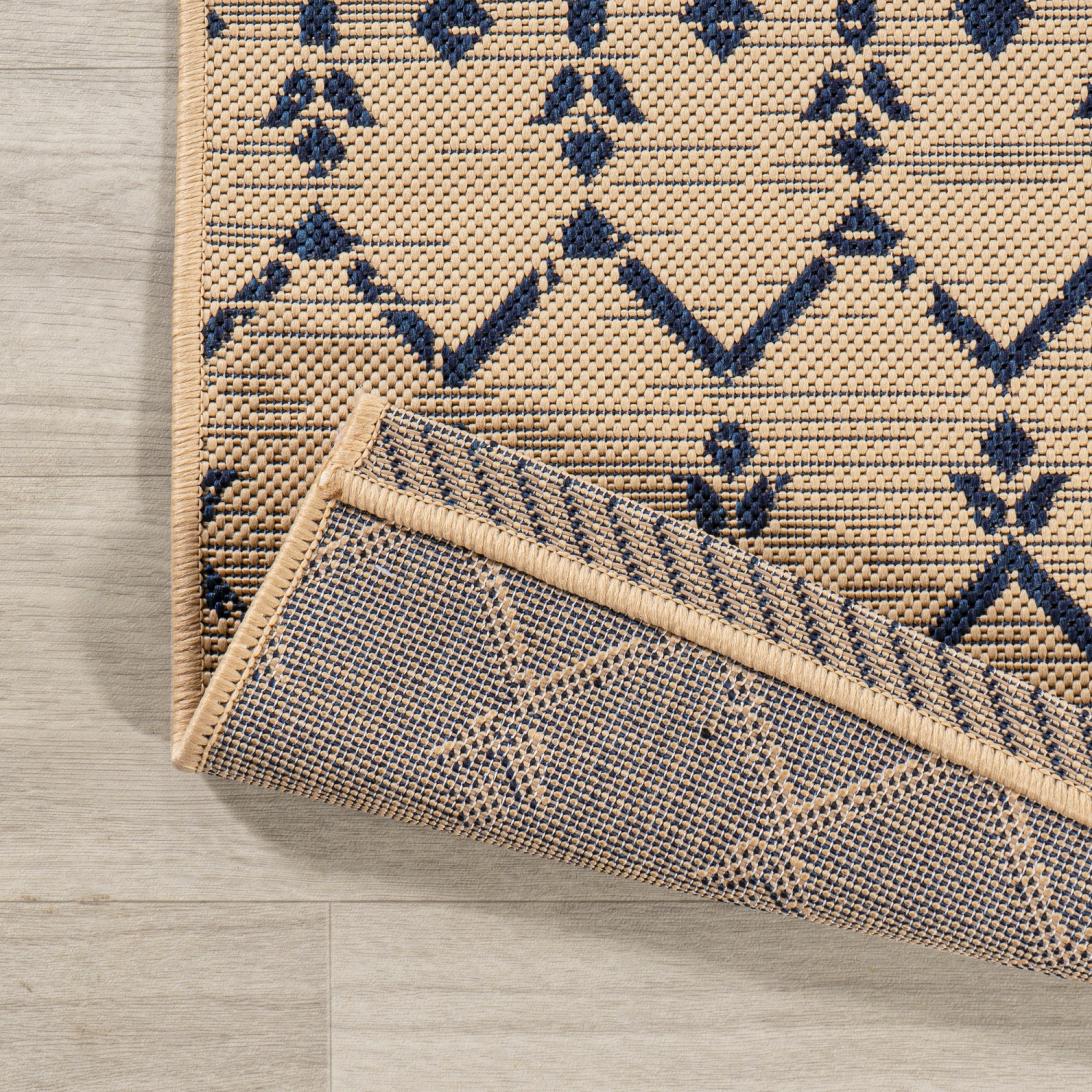 Ourika Moroccan Geometric Textured Weave Indoor/Outdoor Round Rug