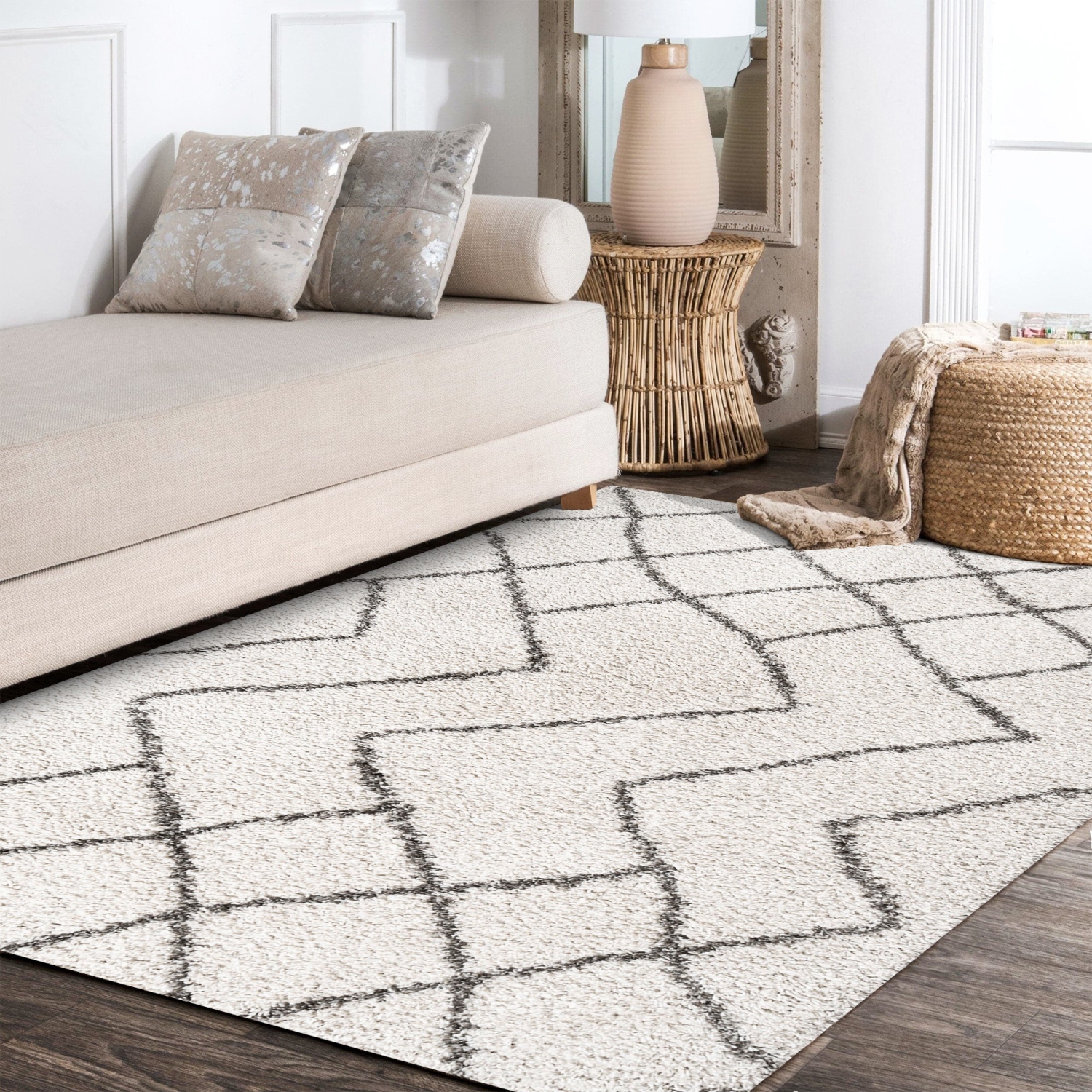 Inca Moroccan Diamond Shag Area Rug