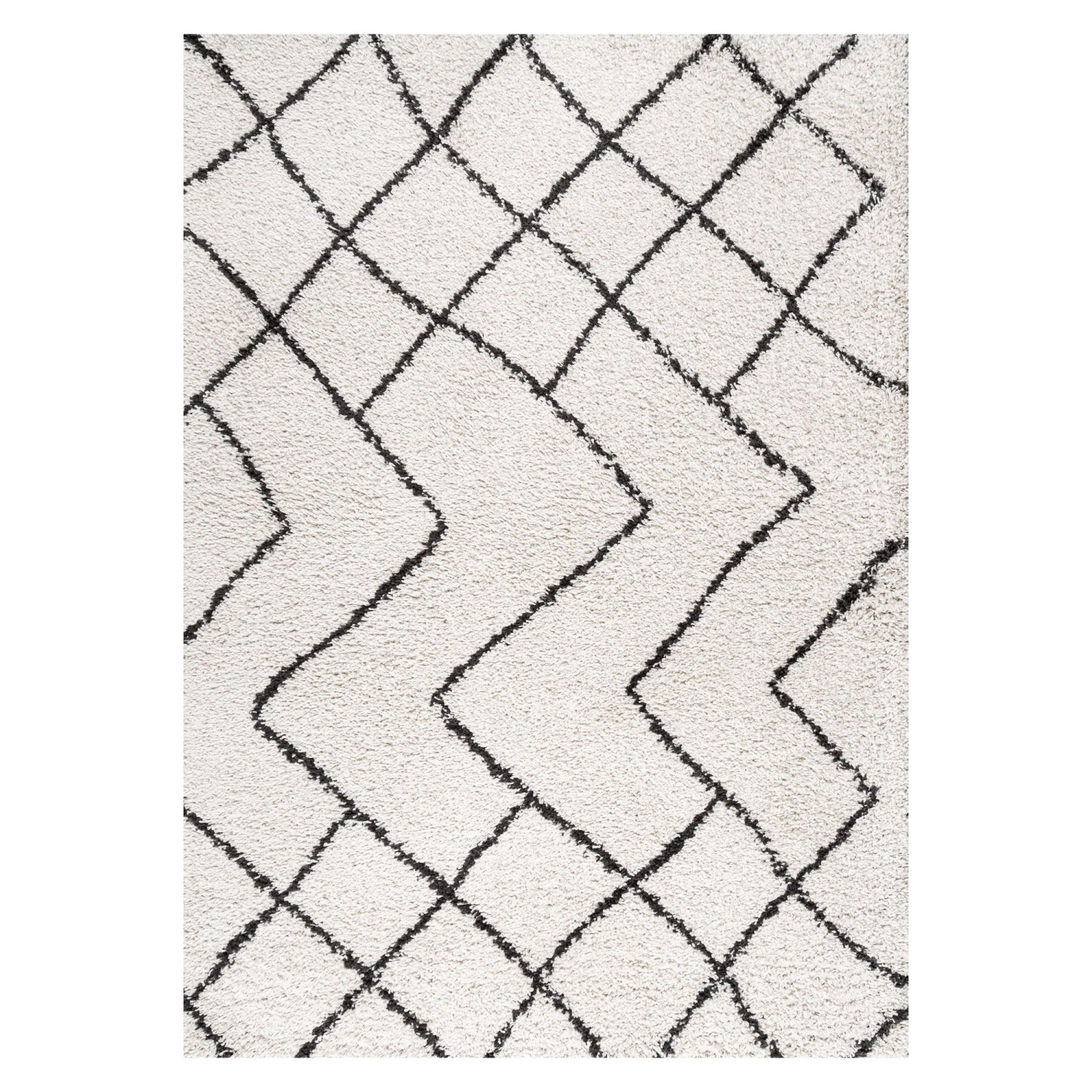 Tapis décoratif à poils longs à motif diamant marocain Inca