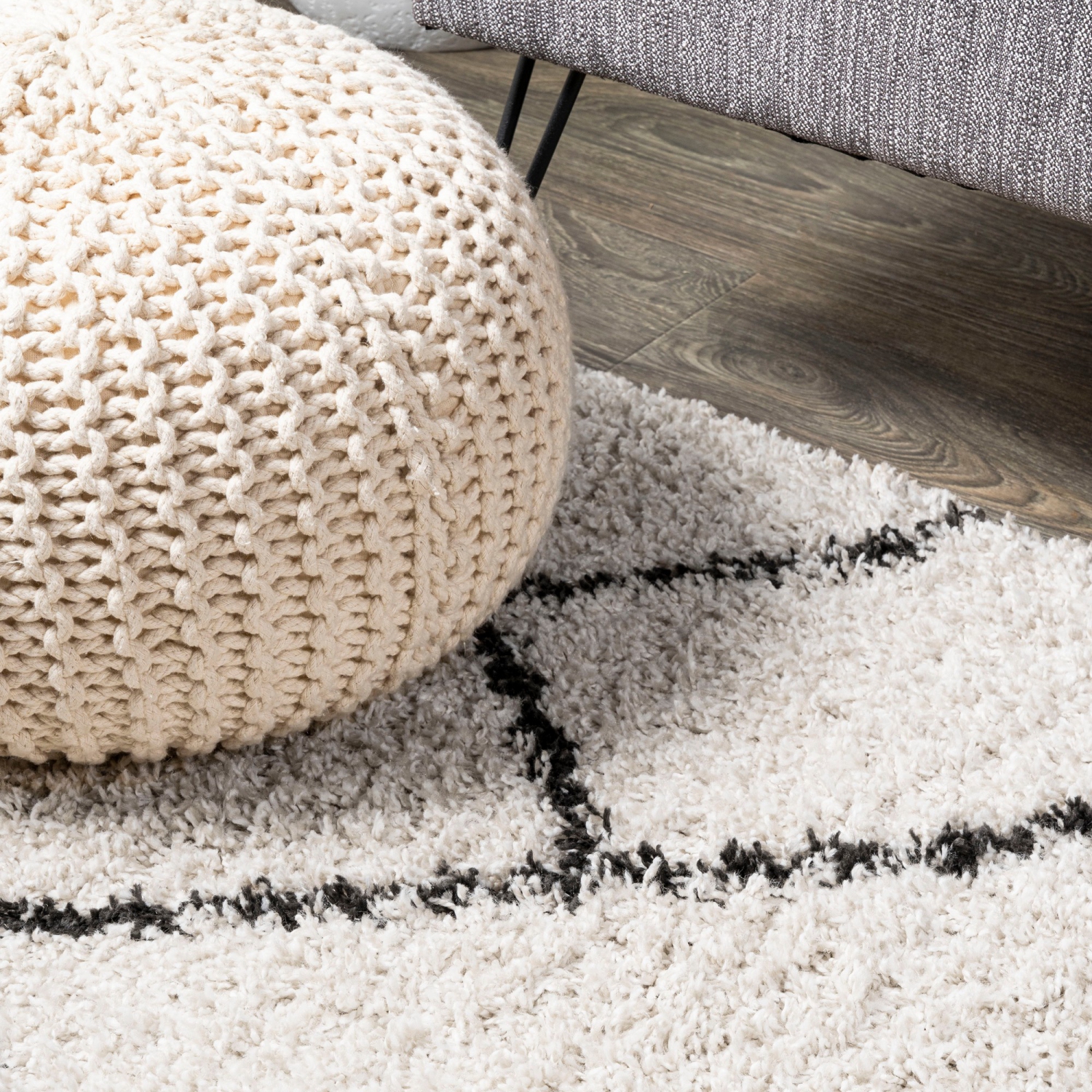 Tapis décoratif à poils longs à motif diamant marocain Inca