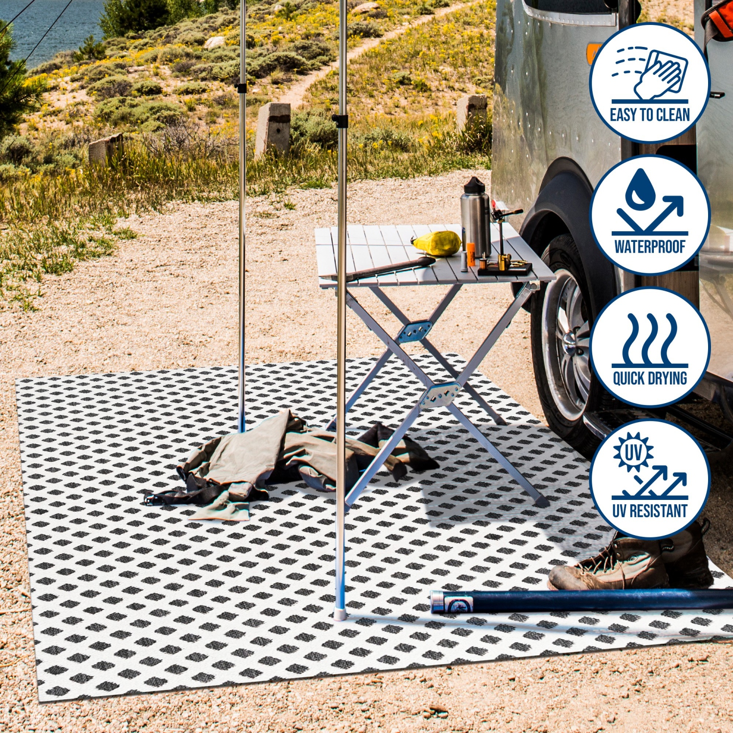 Tapis d'appoint en treillis à motif de petits diamants taille basse rabat