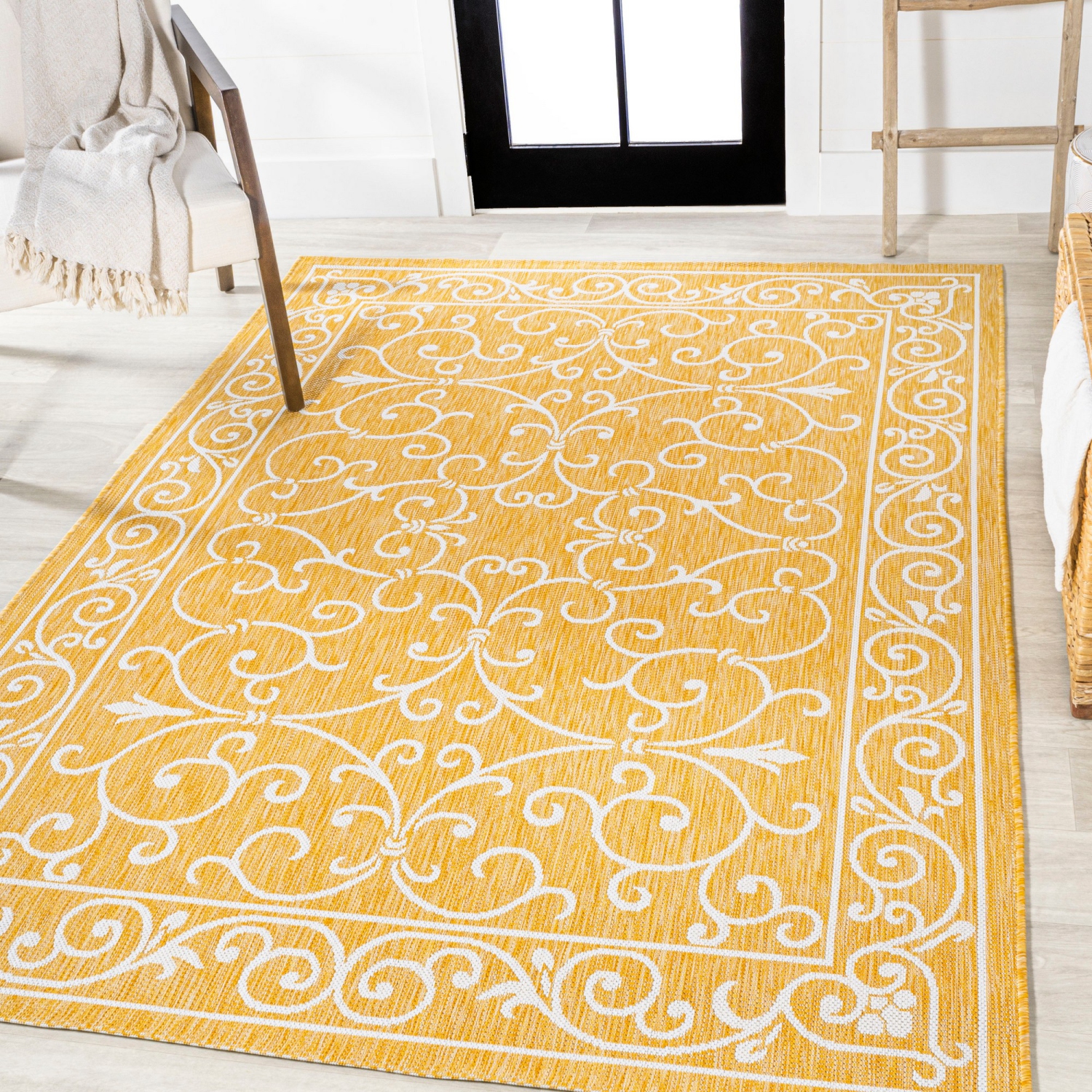 Charleston Vintage Filigree Textured Weave Indoor/Outdoor Area Rug