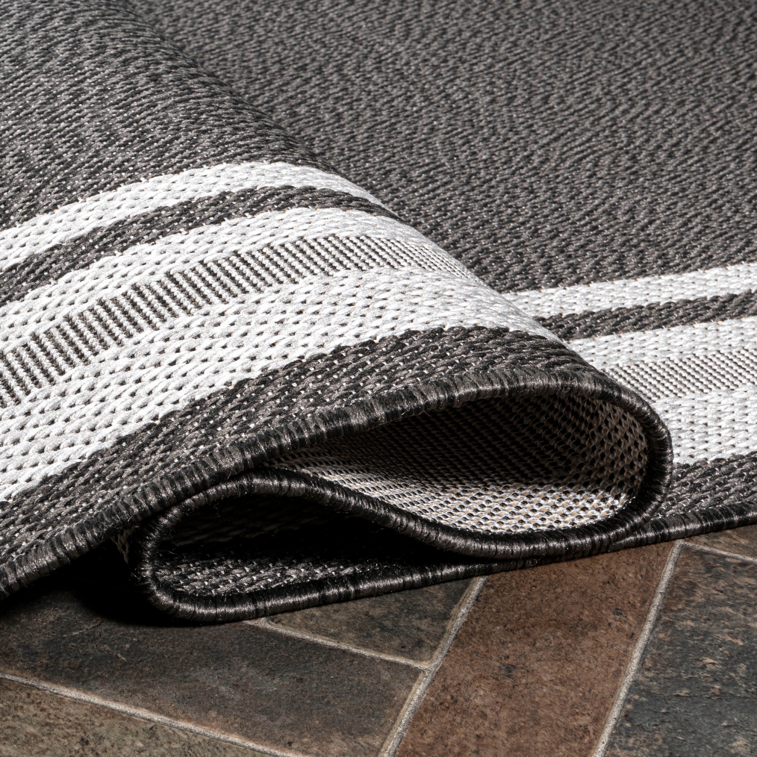 James Modern Border Stripe Indoor/Outdoor Area Rug