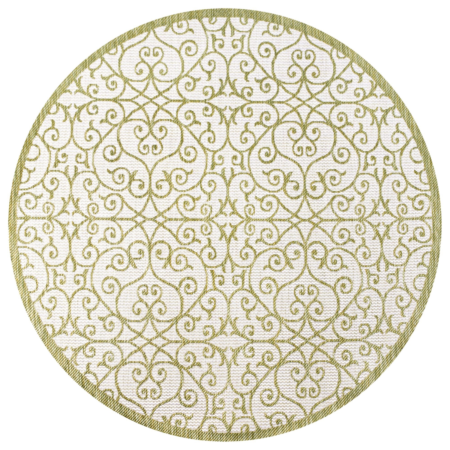 Tapis rond intérieur/extérieur en filigrane texturé de style rétro de Madrid