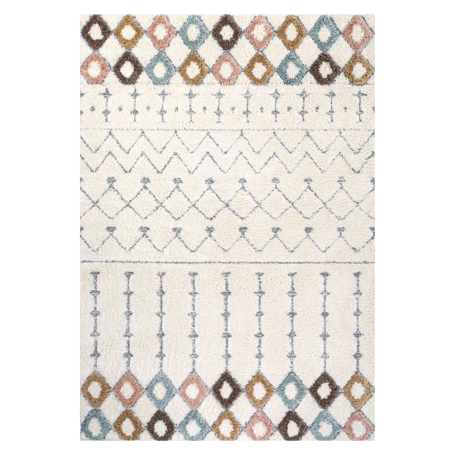 Carpette en peluche sculptée treillis marocain Pia