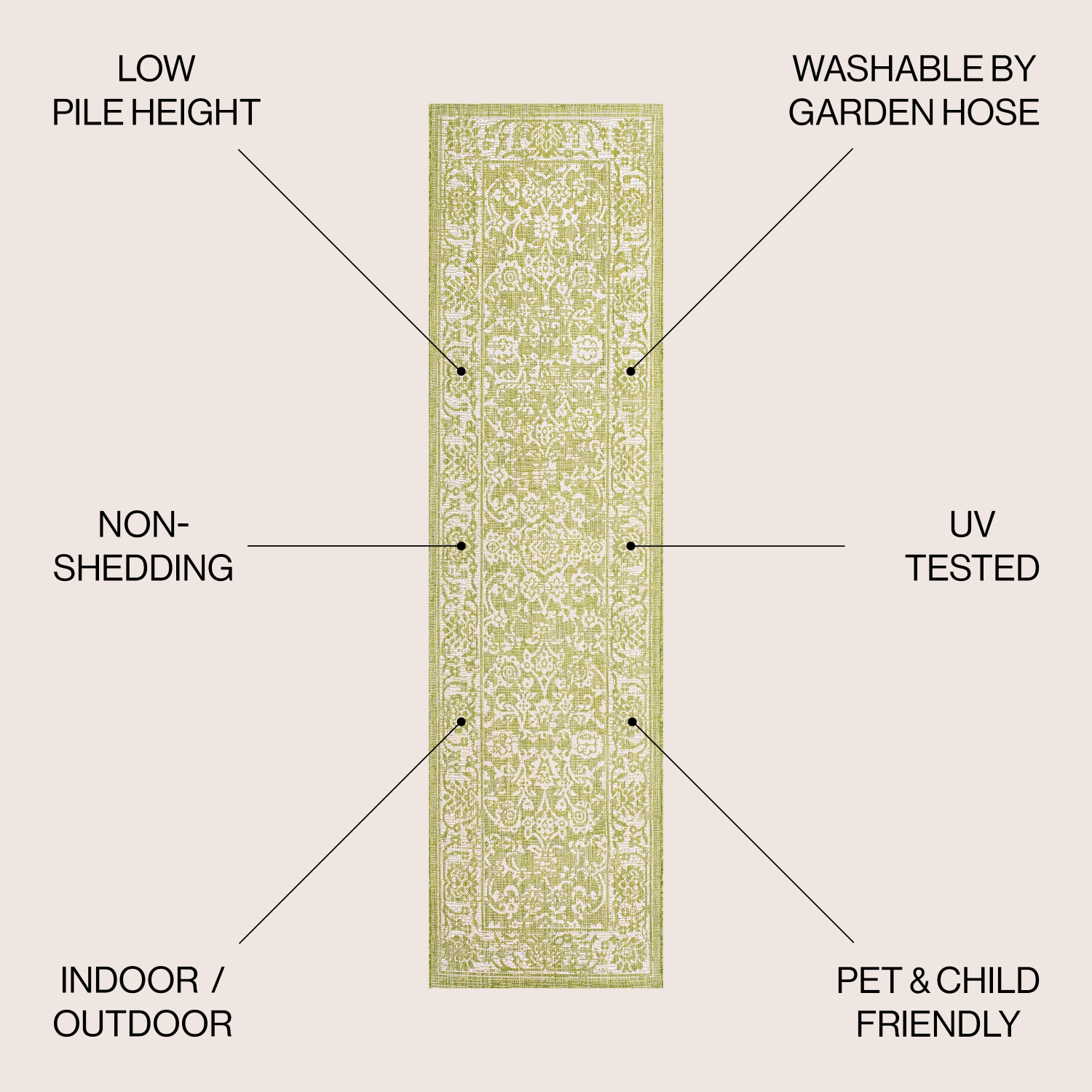 Tapis intérieur/extérieur en tissu tressé texturé style bohémien de Tela