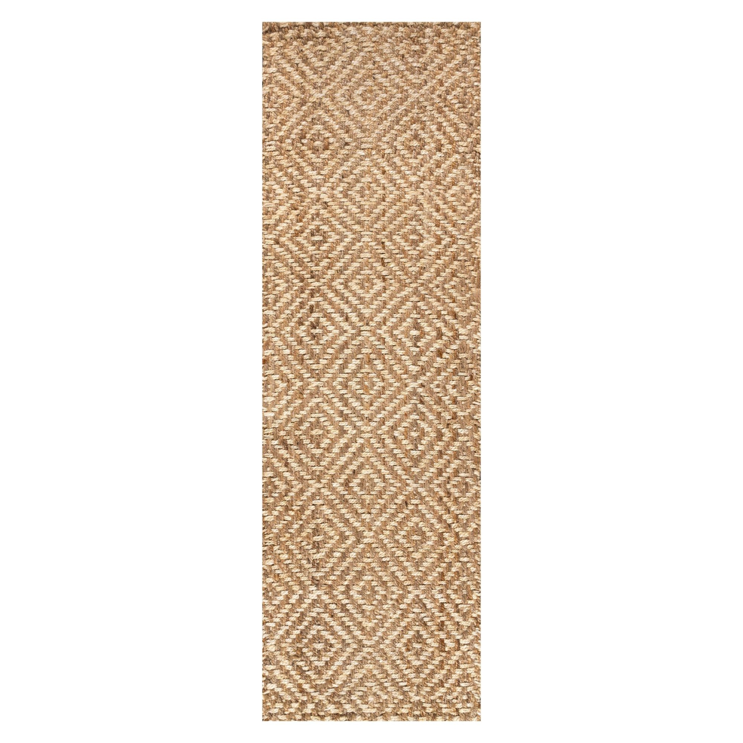 Carpette Hira en jute, motif diamant tissé à la main et gros jute