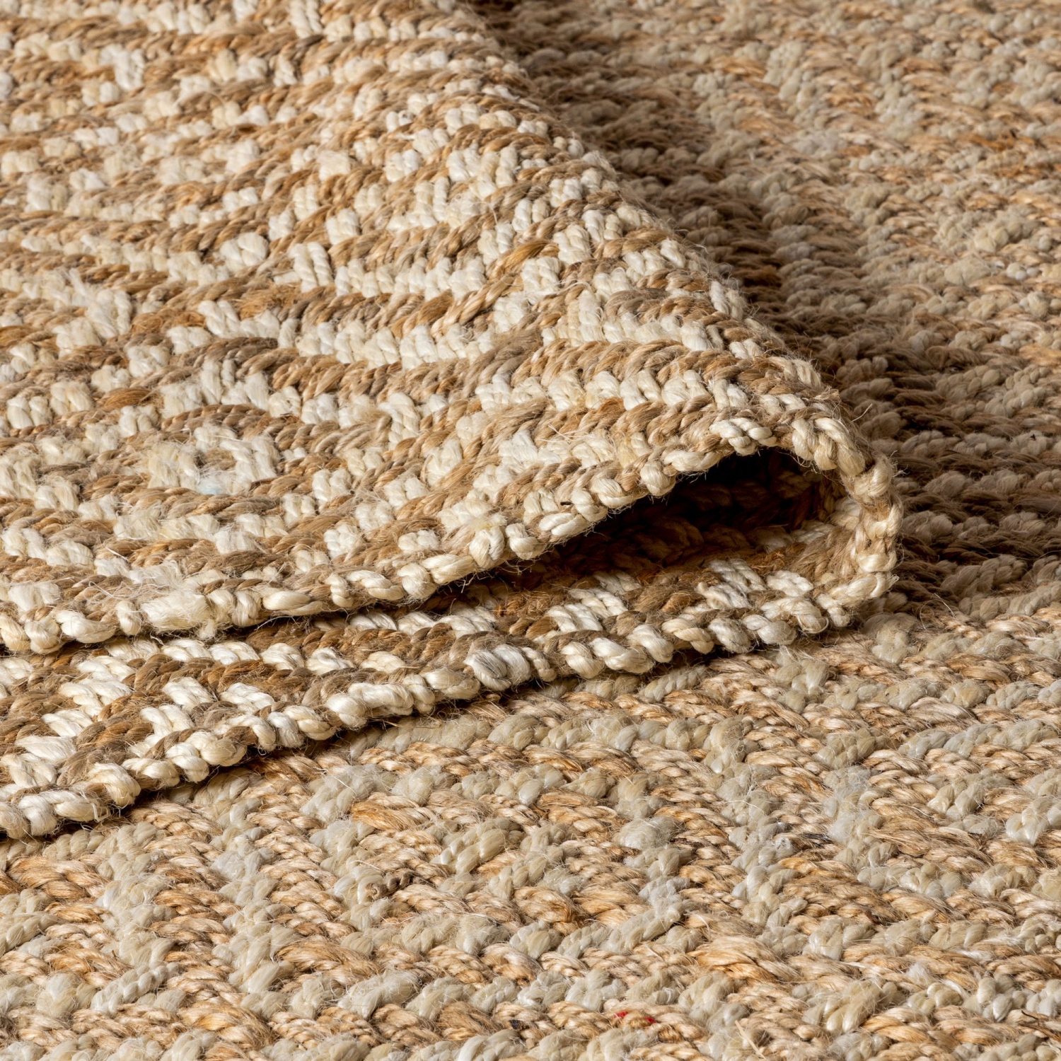Carpette Hira en jute, motif diamant tissé à la main et gros jute
