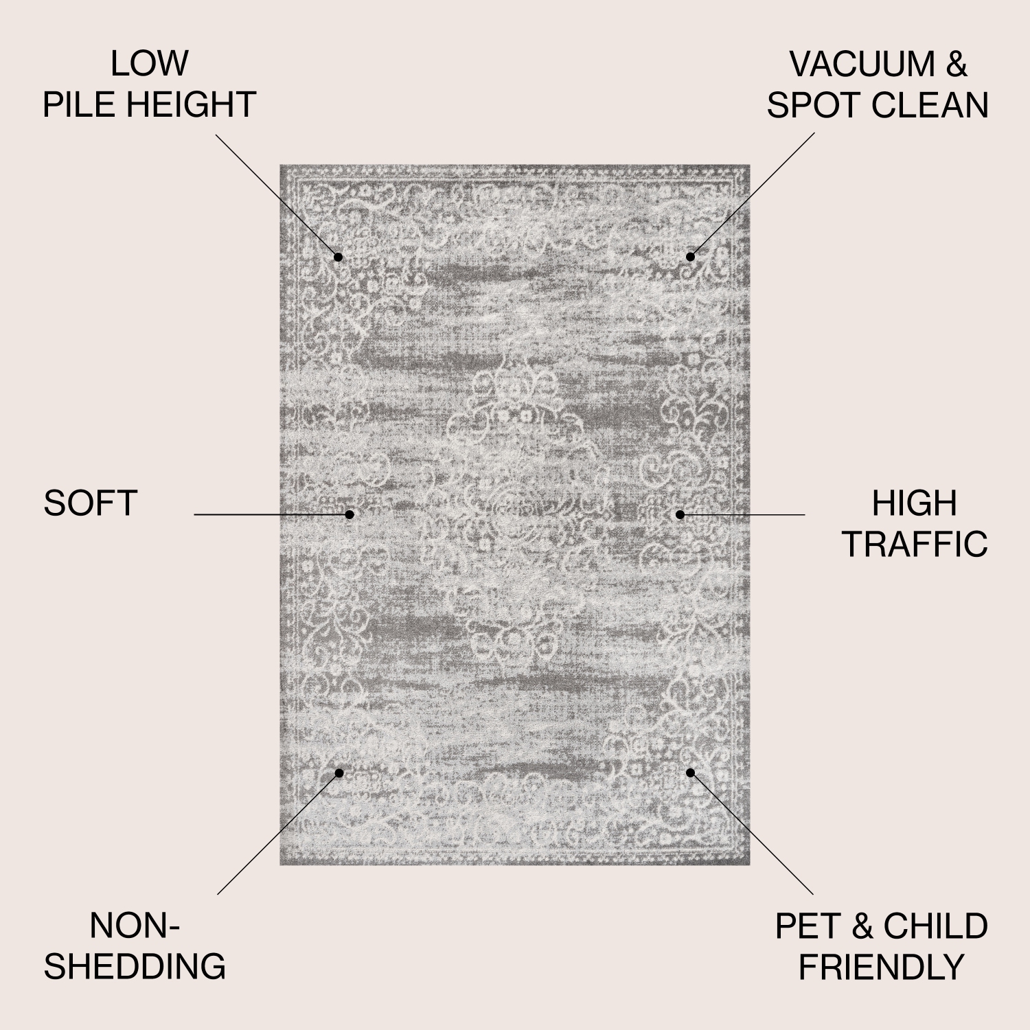 Tapis d'appoint à motif de médaillon en filigrane Minori